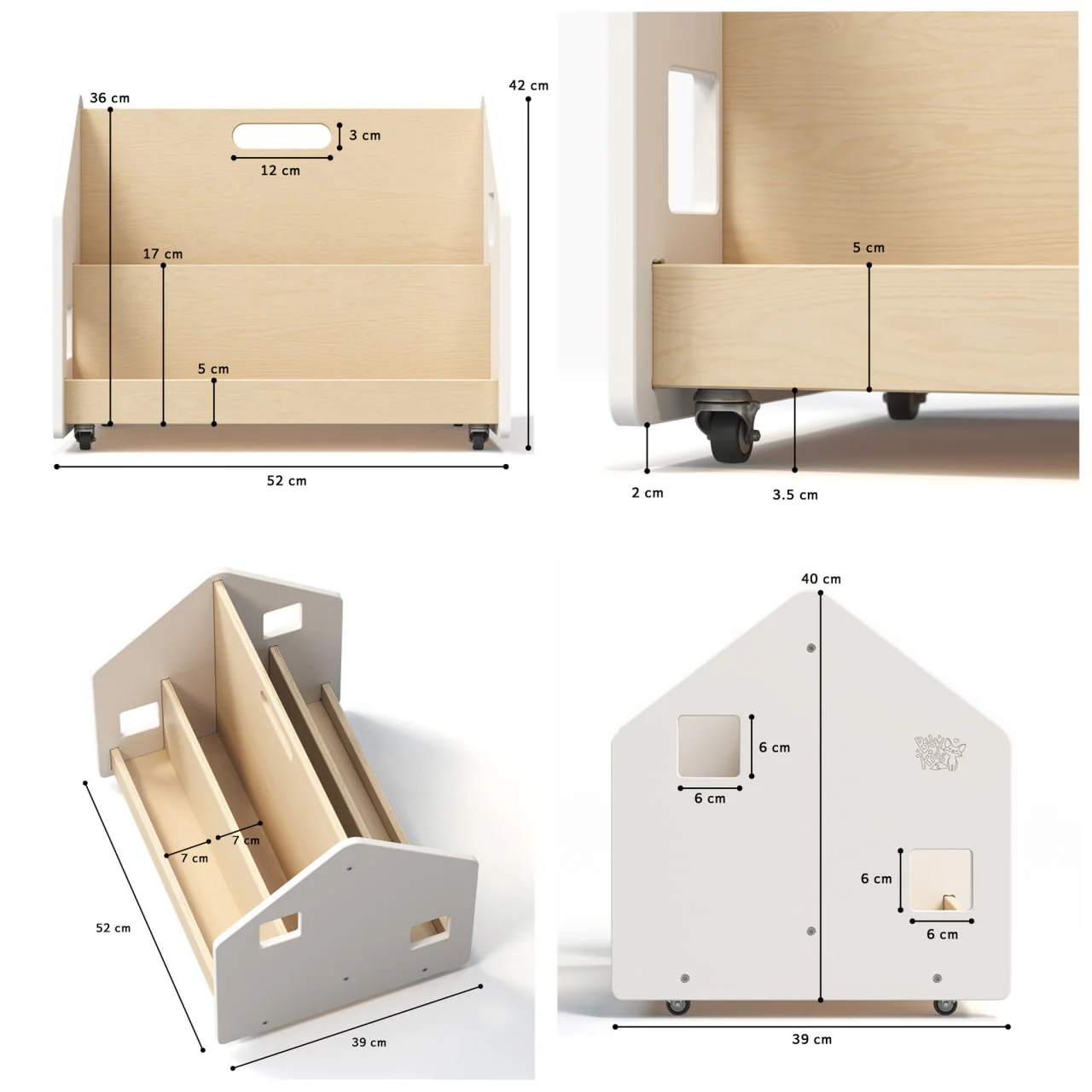 Libreria reversibile su ruote BusyKids - Bianco