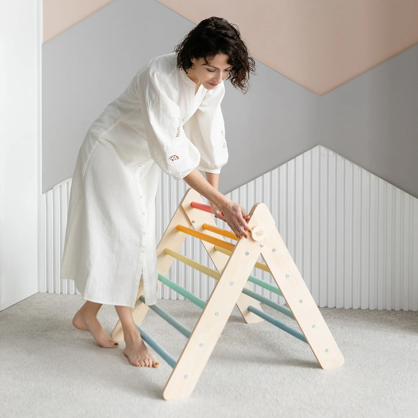 Set di triangolo di Pikler e tavola bifacciale