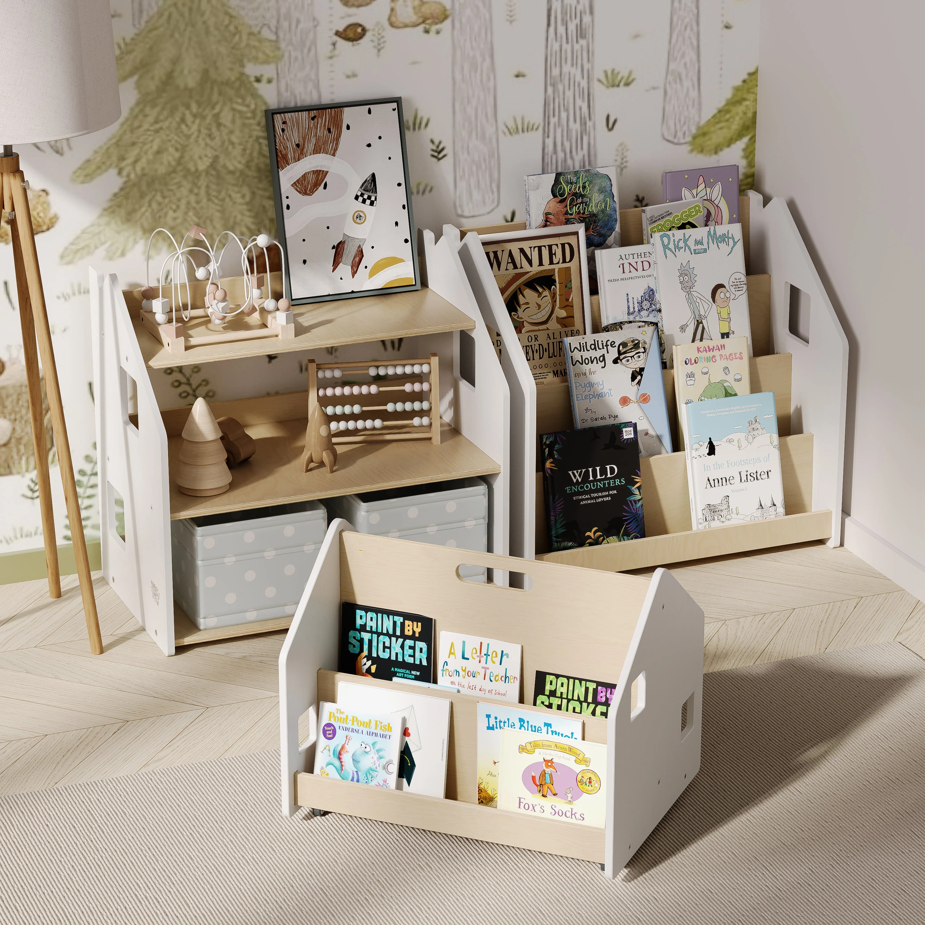 Libreria reversibile su ruote BusyKids - Bianco