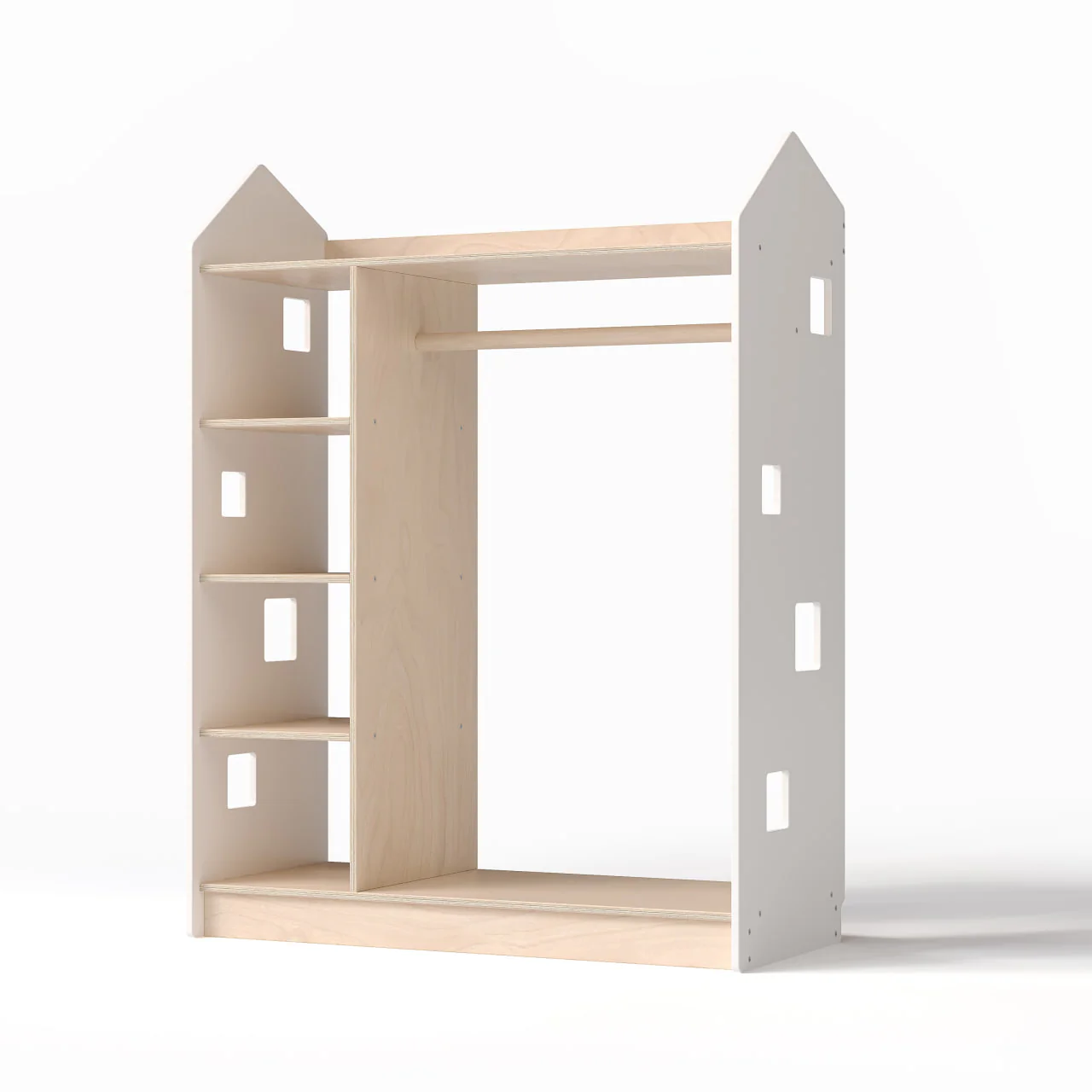 Guardaroba aperto per bambini a forma di casa BusyKids - Bianco