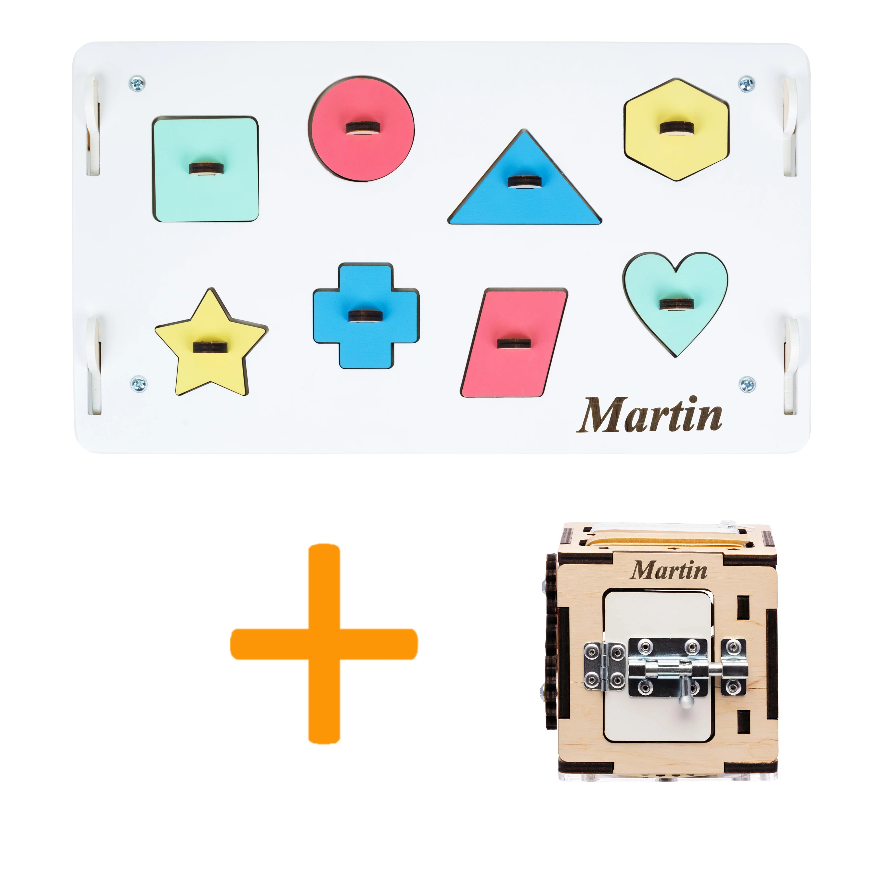 Casetta Montessori in Legno Bianco e Busy Cube set