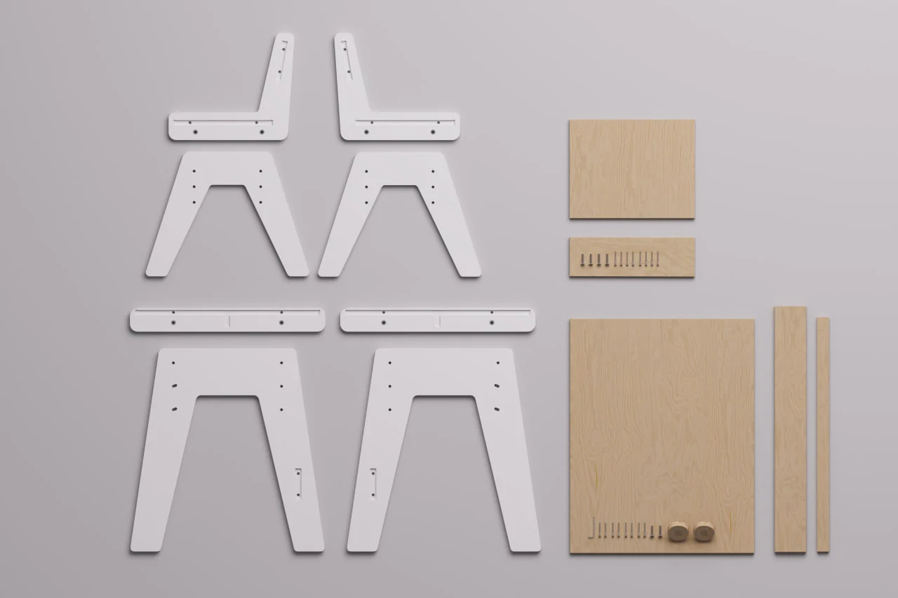 Tavolo Montessori e sedia per bambini - Bianco