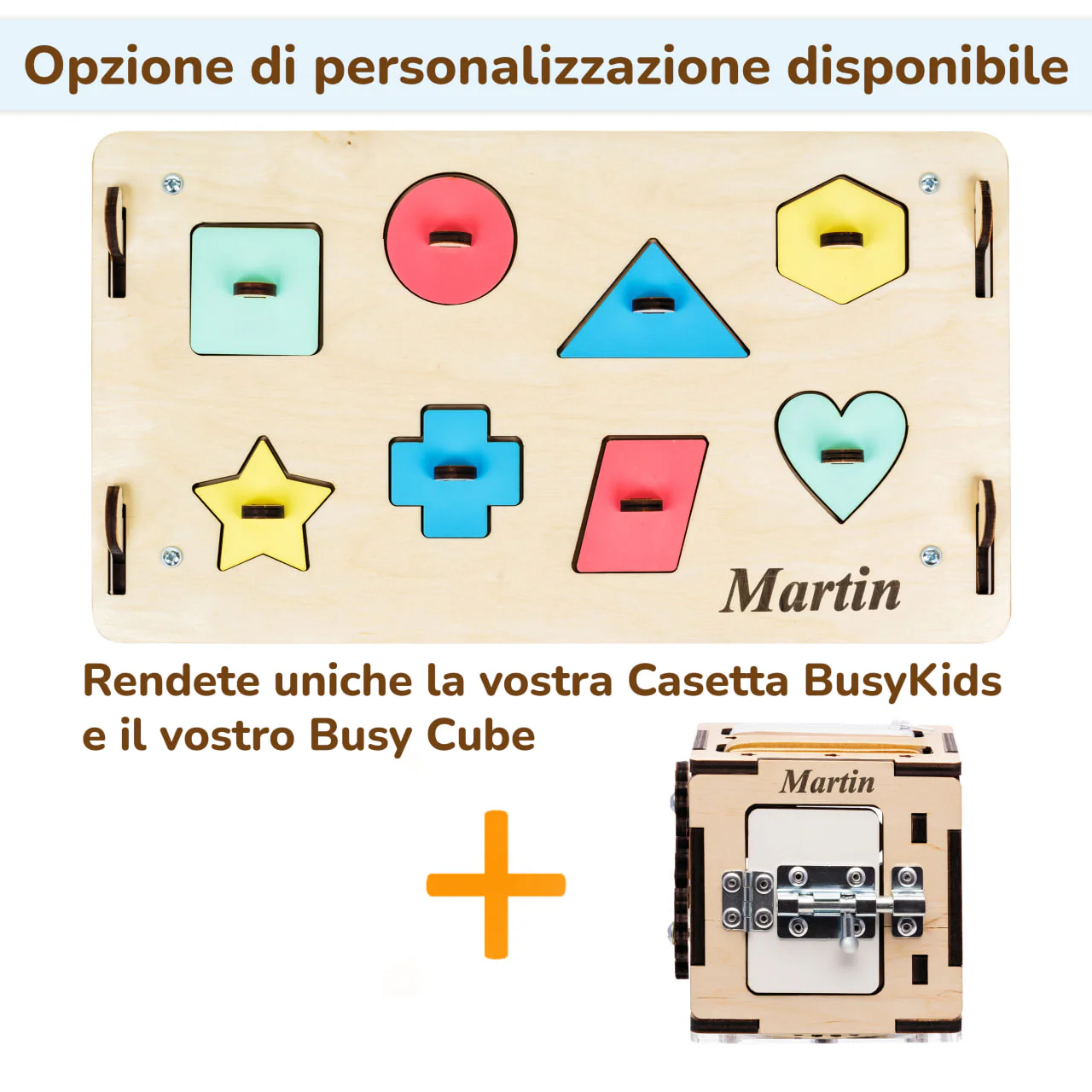Casetta Montessori in Legno Natura e Busy Cube set