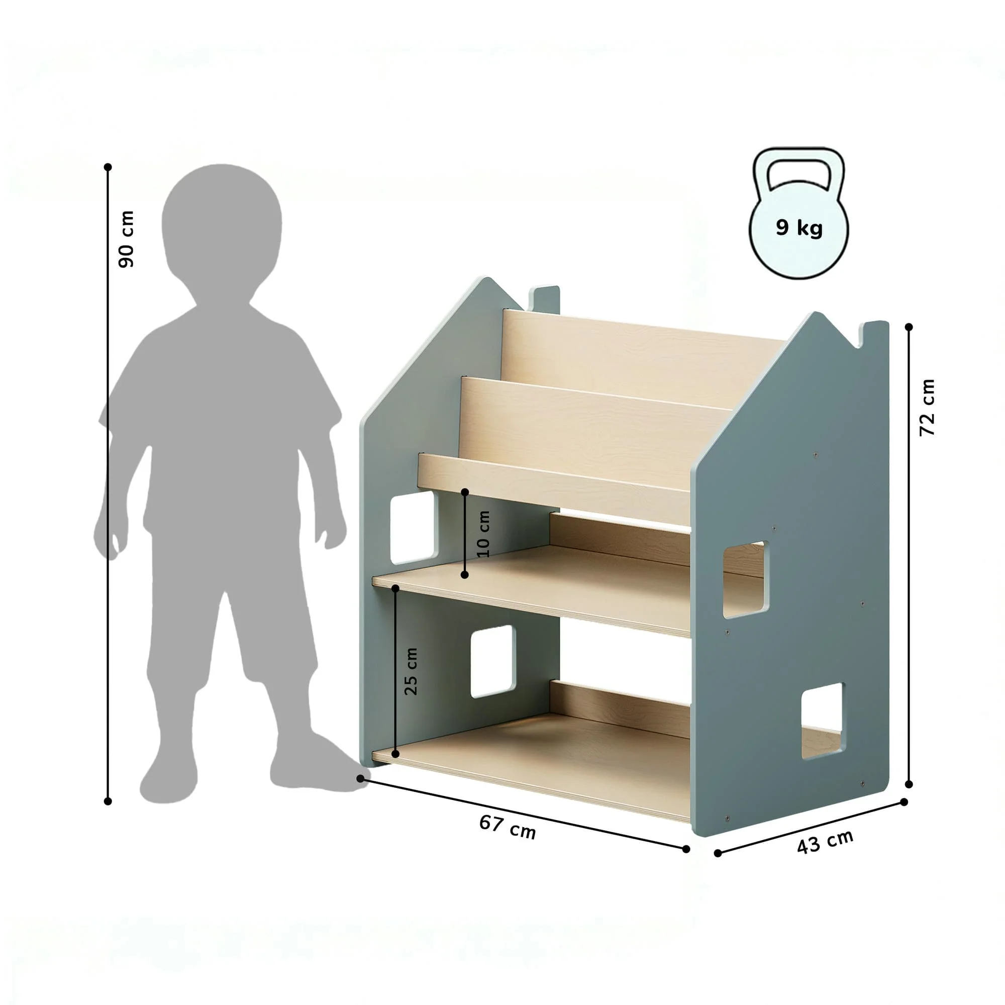 Scaffale Montessori 2-in-1 universale - celeste