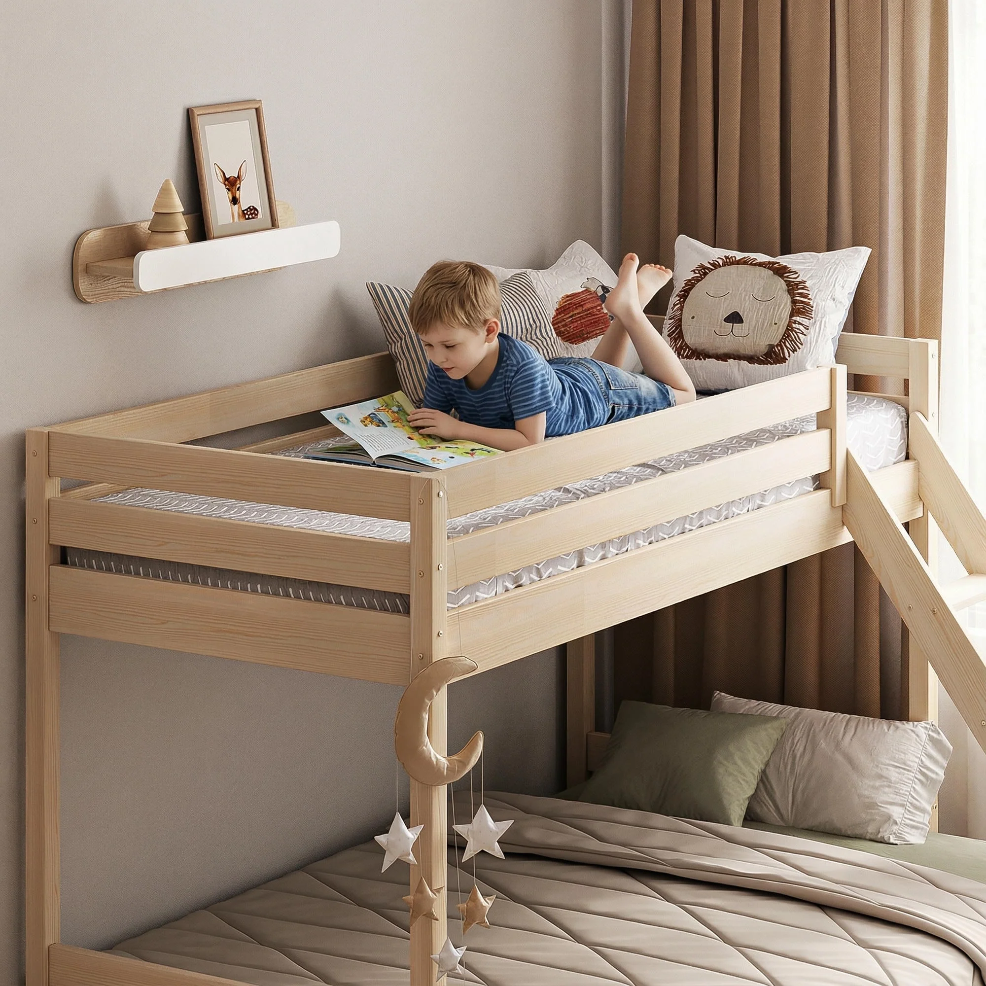Letto a castello in legno BusyKids FAMI-MAX per 3 persone 200×90/200×140 cm