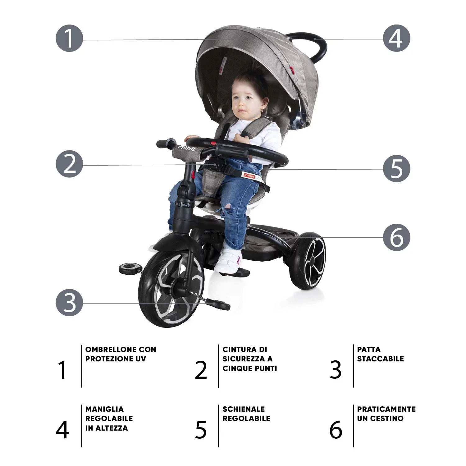 ZOPA Prime Triciclo – Evolutivo, sicuro e confortevole dai 6 mesi