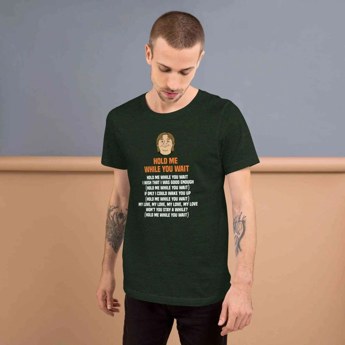 Lewis Capaldi 'Hold Me While I Wait' Lyrics T-Shirt - Alcyone213k Black Cotton