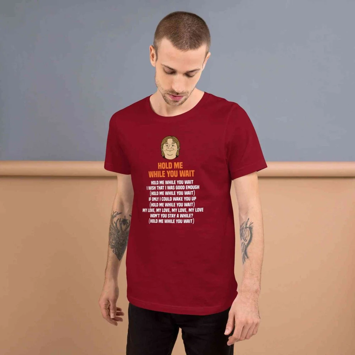 Lewis Capaldi 'Hold Me While I Wait' Lyrics T-Shirt - Alcyone213k Black Cotton