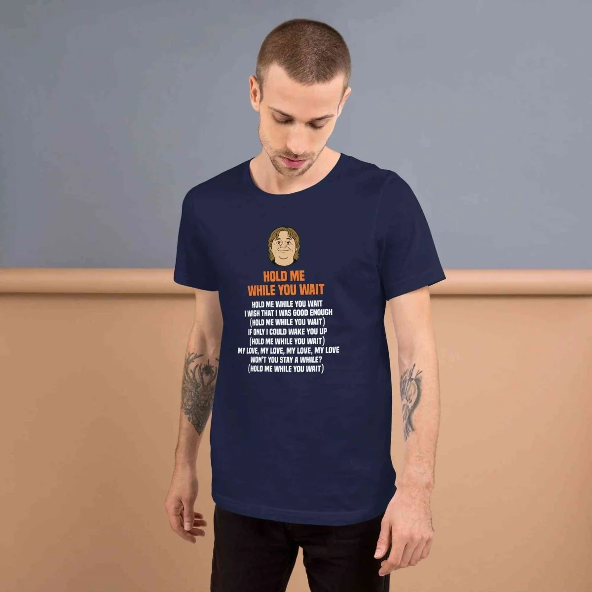 Lewis Capaldi 'Hold Me While I Wait' Lyrics T-Shirt - Alcyone213k Black Cotton