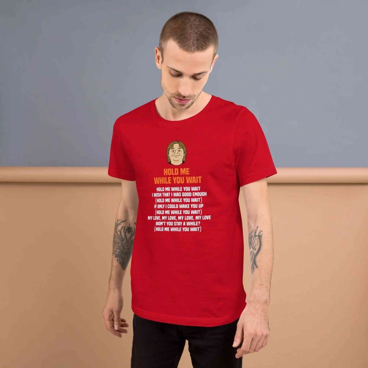 Lewis Capaldi 'Hold Me While I Wait' Lyrics T-Shirt - Alcyone213k Black Cotton