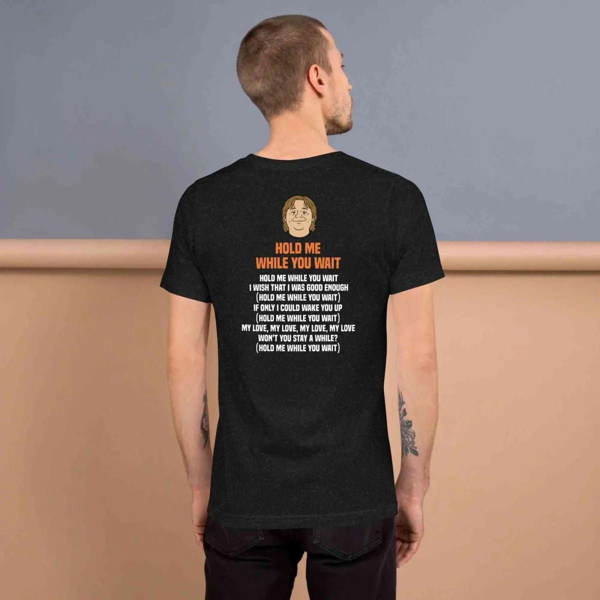 Lewis Capaldi 'Hold Me While I Wait' Lyrics T-Shirt - Alcyone213k Black Cotton