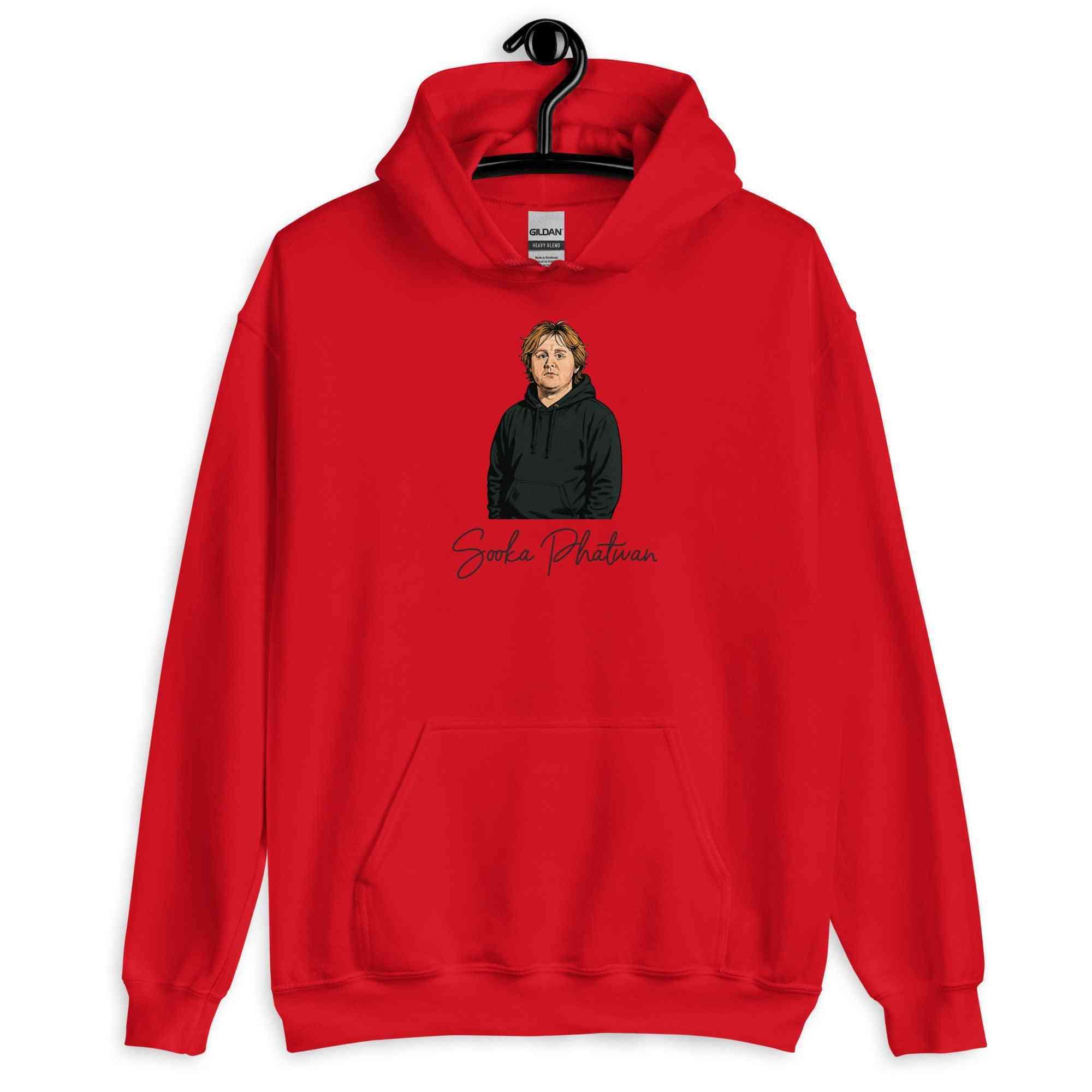 Lewis Capaldi Hoodie - Red Sustainable Unisex Music Fan Apparel by Alcyone213k