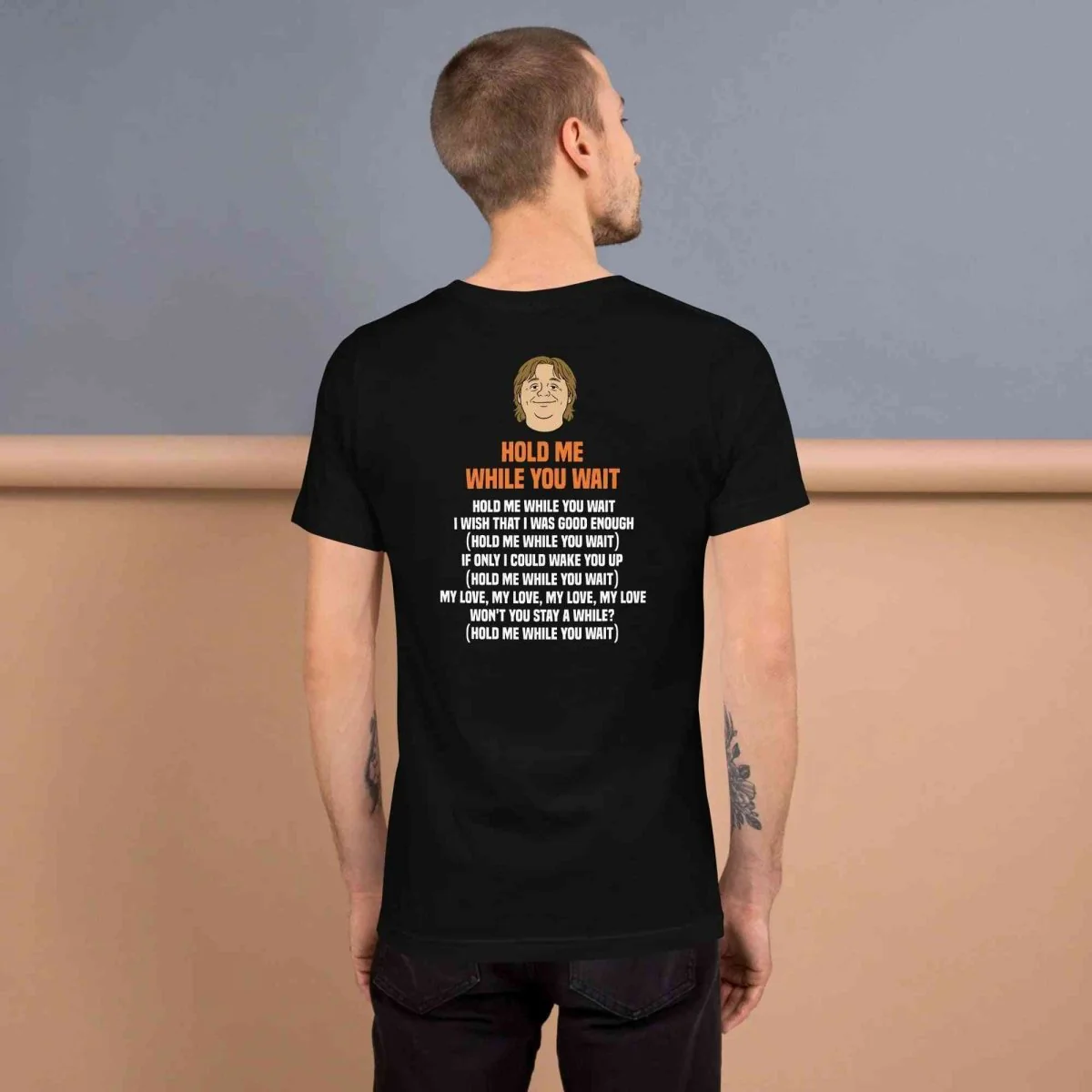 Lewis Capaldi 'Hold Me While I Wait' Lyrics T-Shirt - Alcyone213k Black Cotton