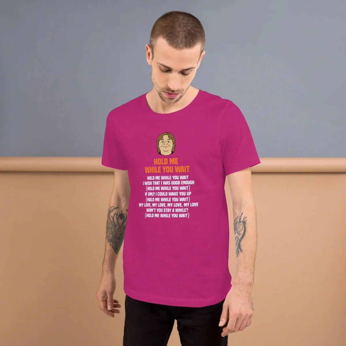 Lewis Capaldi 'Hold Me While I Wait' Lyrics T-Shirt - Alcyone213k Black Cotton