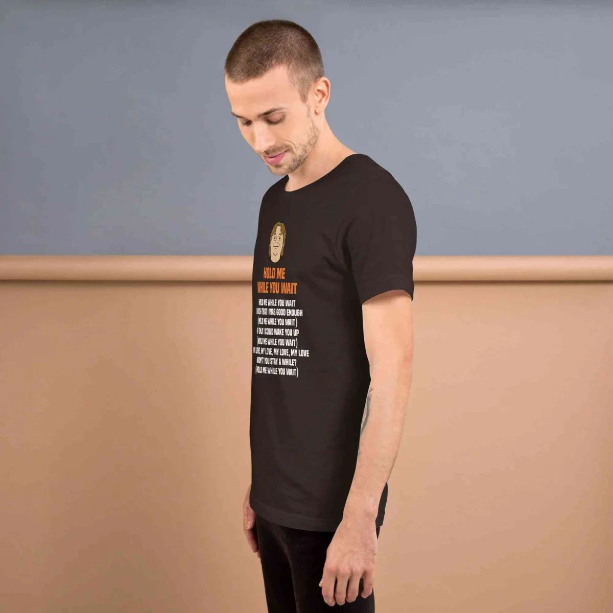 Lewis Capaldi 'Hold Me While I Wait' Lyrics T-Shirt - Alcyone213k Black Cotton