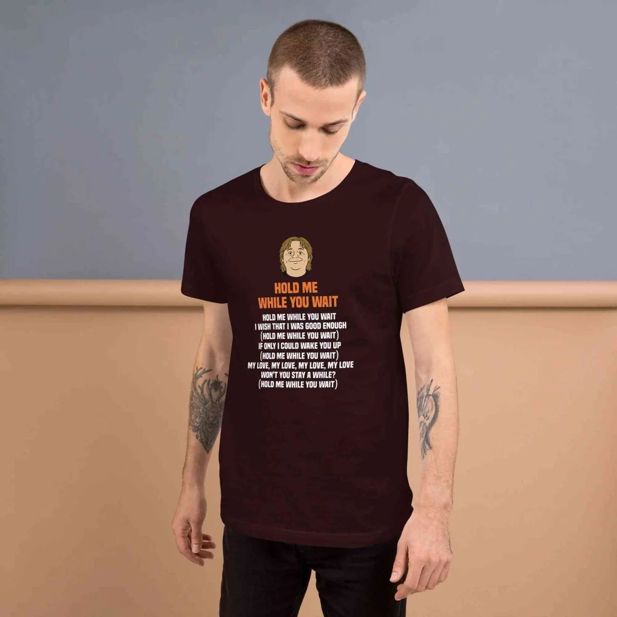 Lewis Capaldi 'Hold Me While I Wait' Lyrics T-Shirt - Alcyone213k Black Cotton