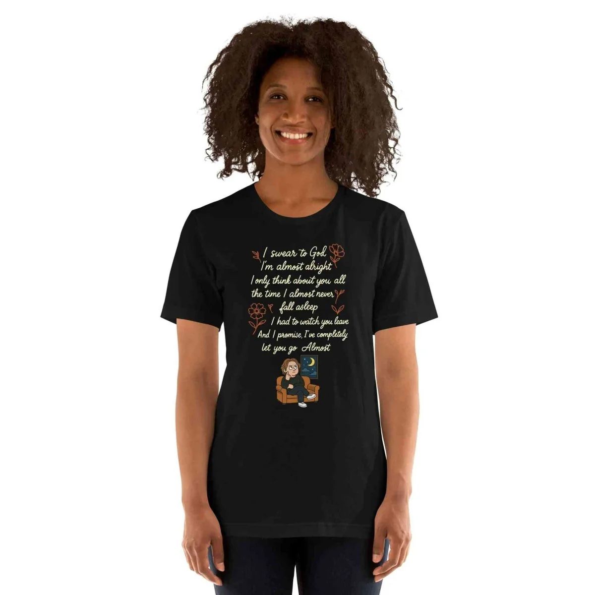 Lewis Capaldi Lyrics T-Shirt | Dark Charcoal Cotton Blend | Alcyone213k