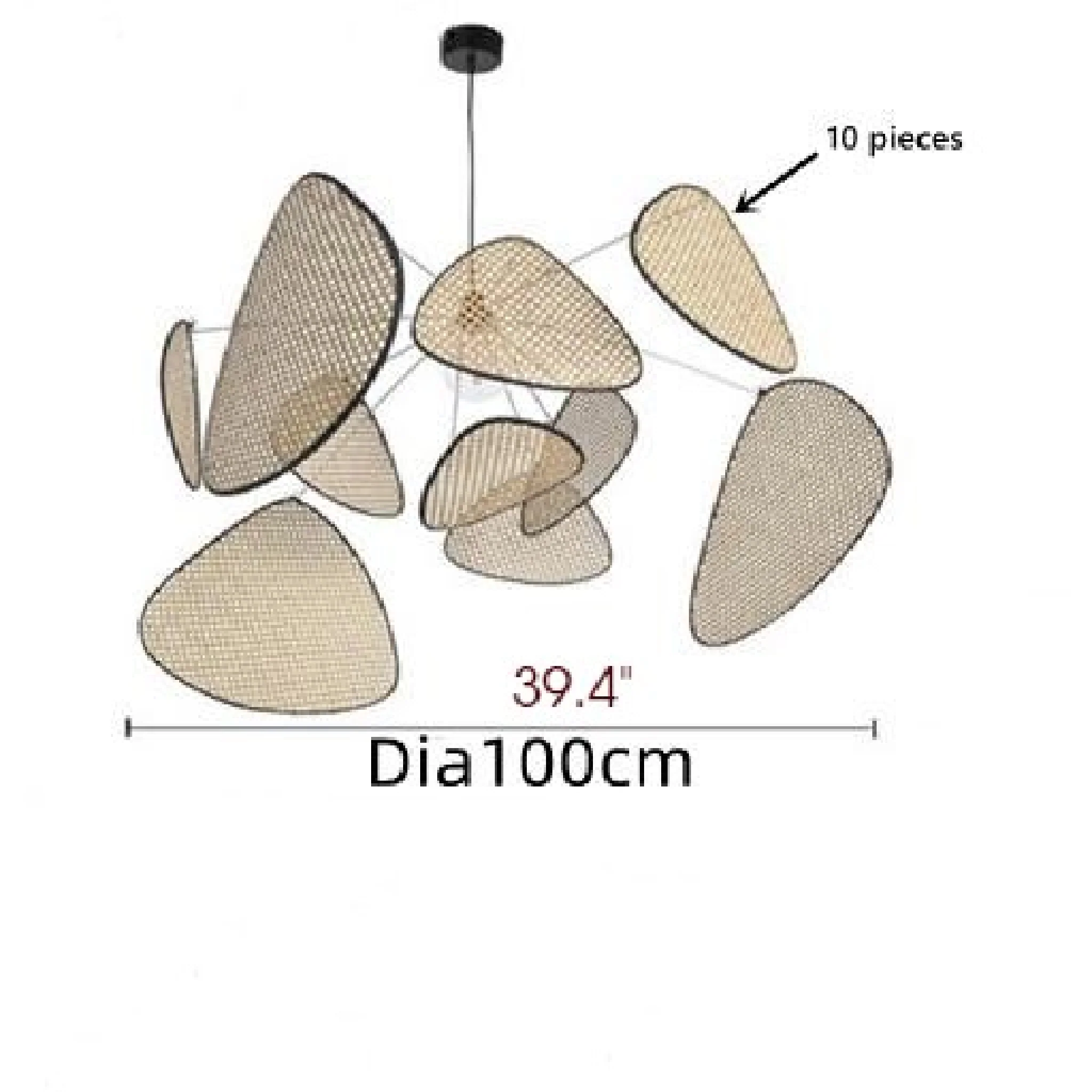 Bulach | Modern Chandelier with Hand Made Rattan Wicker