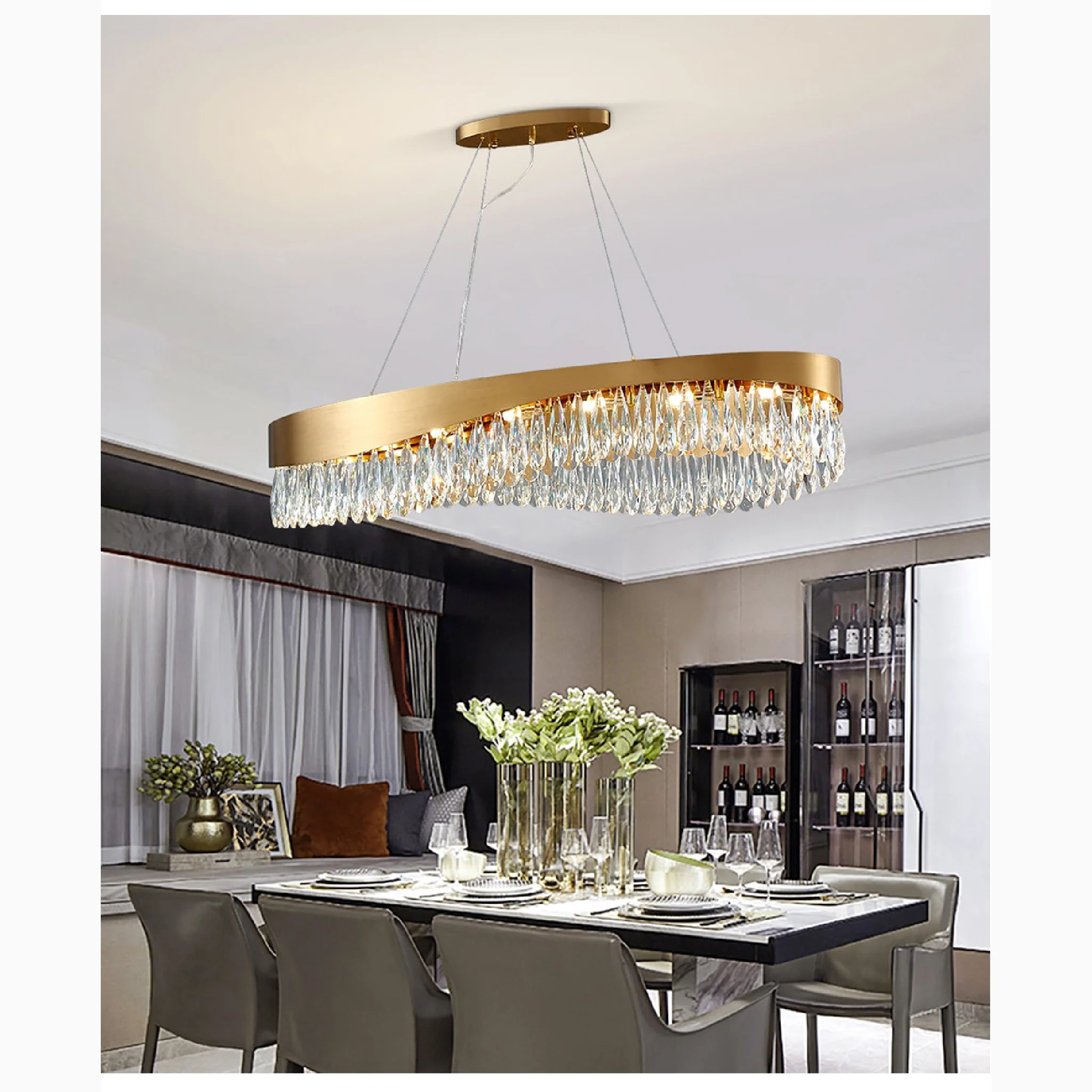 Capo Noli | New Modern Wave-shaped Crystal Chandelier