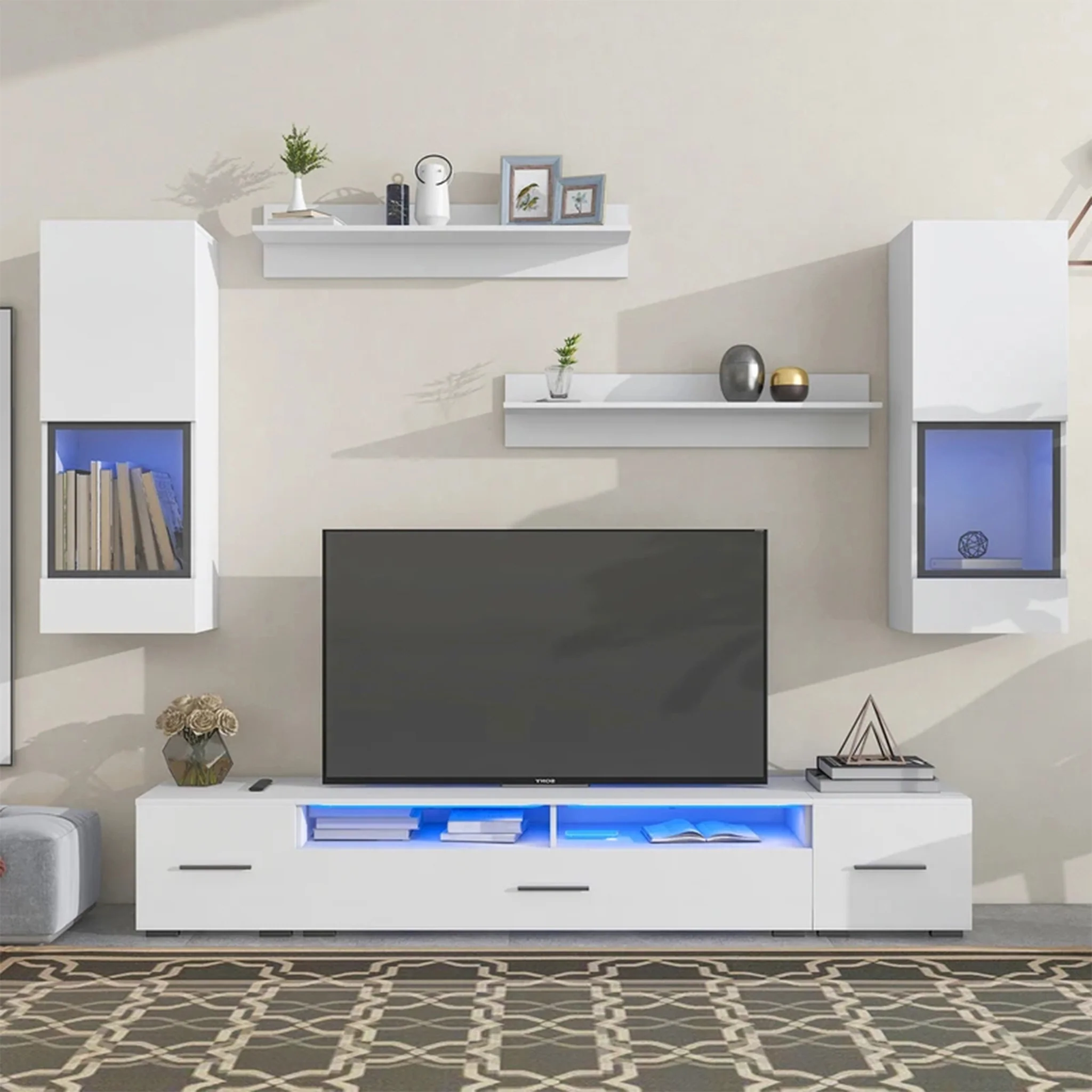 Nysa | Minimalistic Black/White Glossy TV Stand