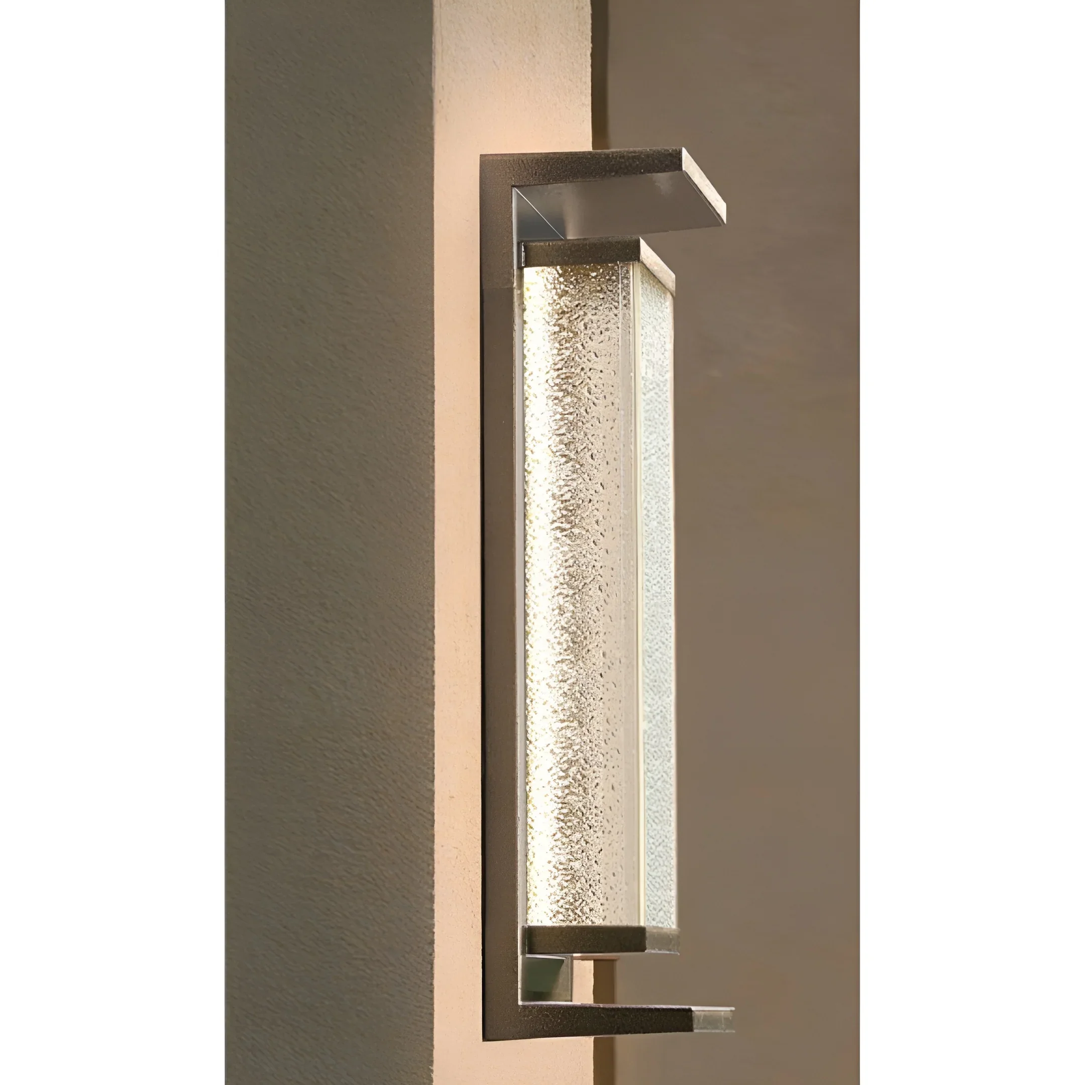 Modern Outdoor Wall Light with Textured Glass for Home Exterior