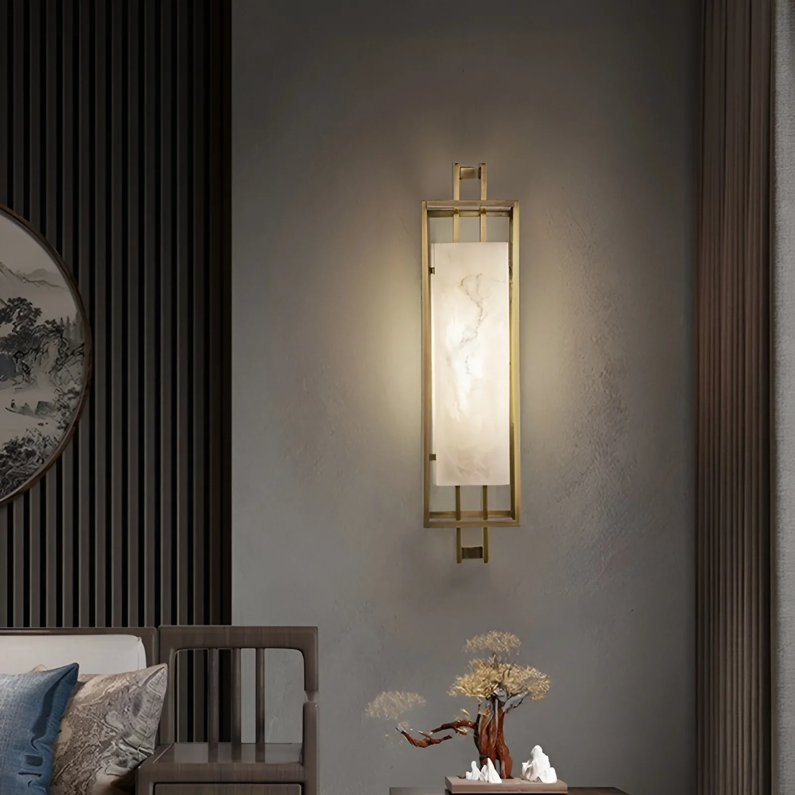Luxury Marble Wall Lamp in Chinese Style for Bedroom, Living Room