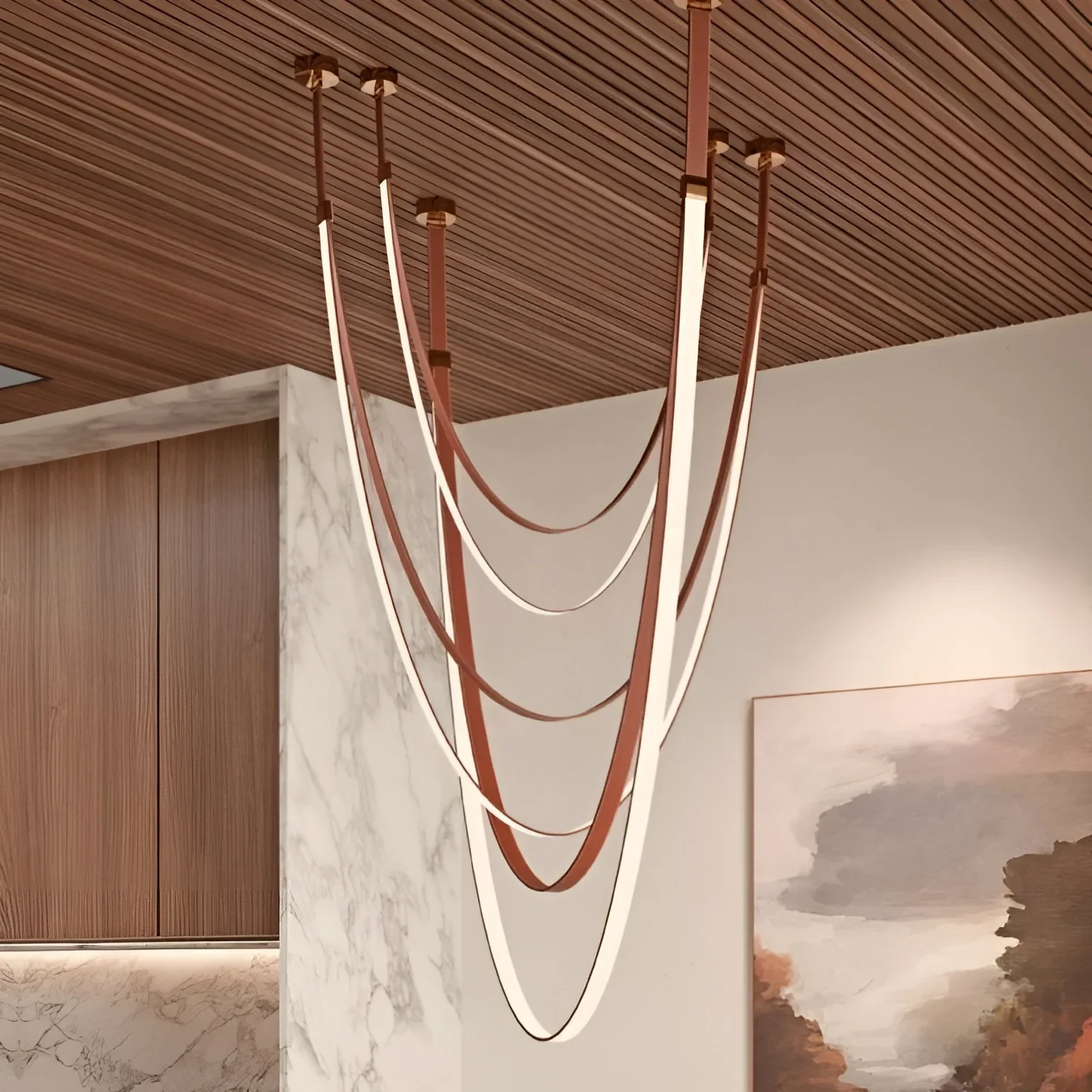 Aurelia Leather Pendant Light - LED Design with Adjustable Curves