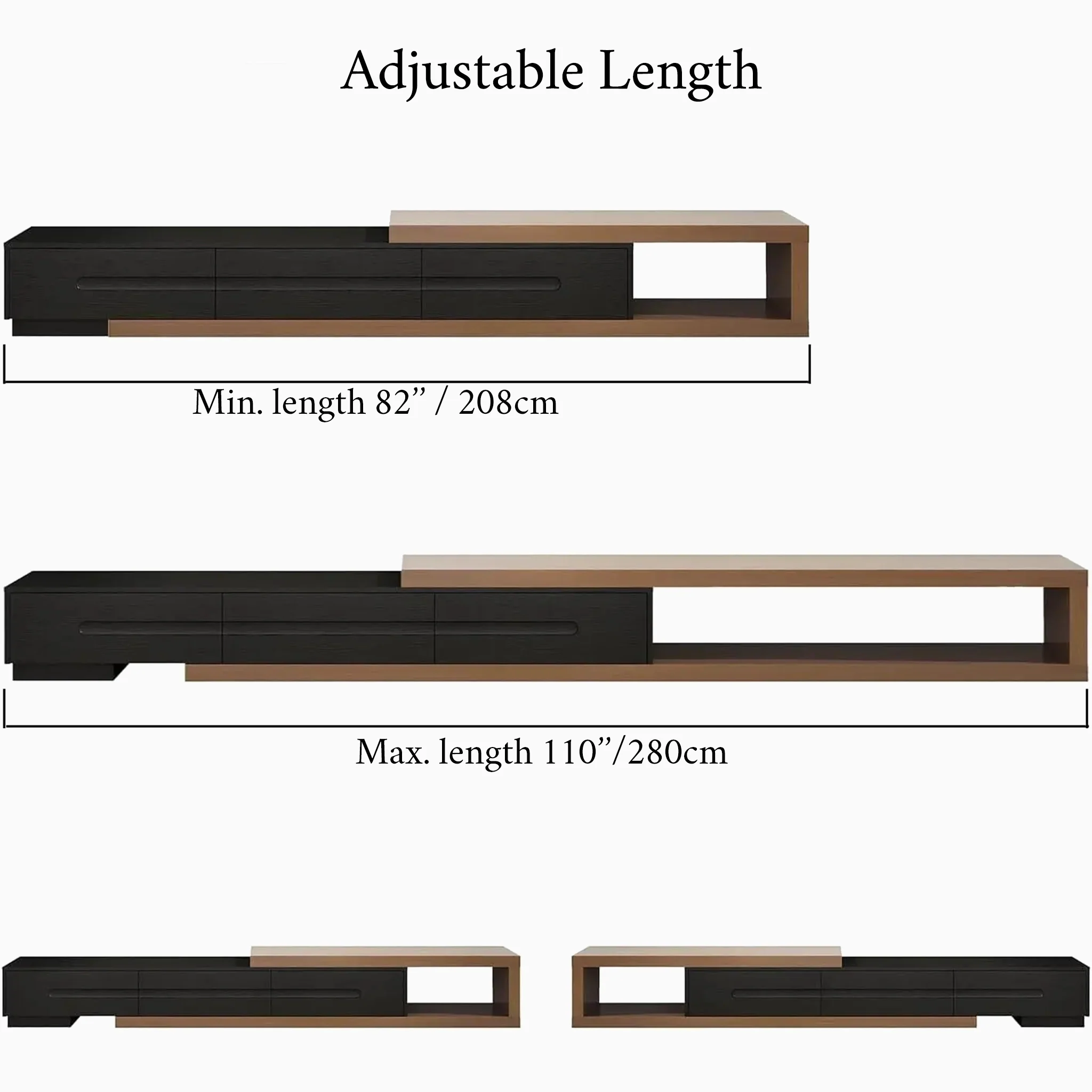 Neckar | Modern Wooden TV Stand with Adjustable Length