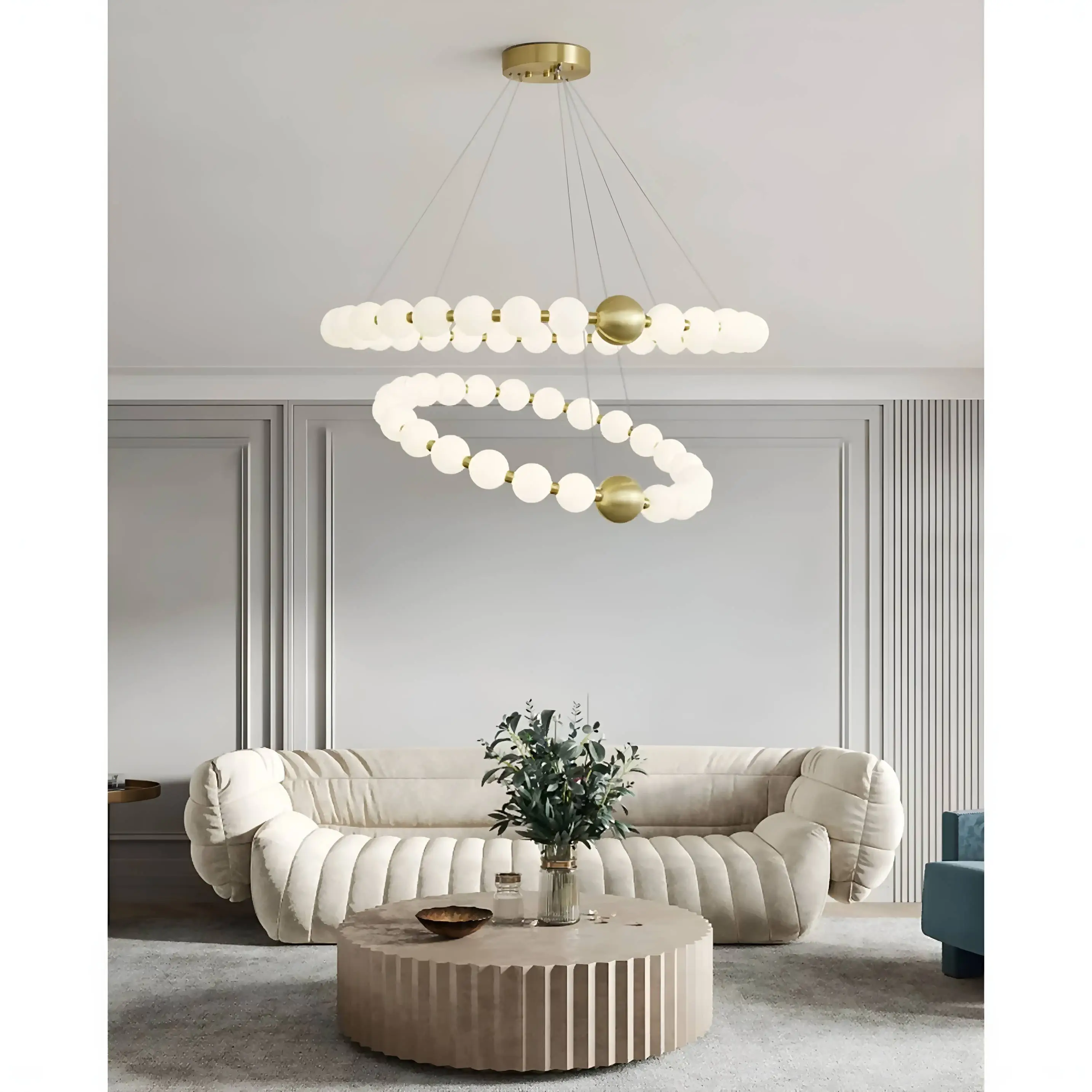 Agosta | Luxury Large Round White Pearl Chandelier