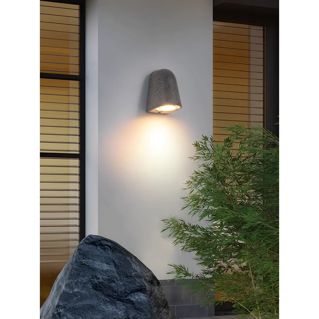 Architectural Microcement Outdoor Wall Light in Sandstone Finish