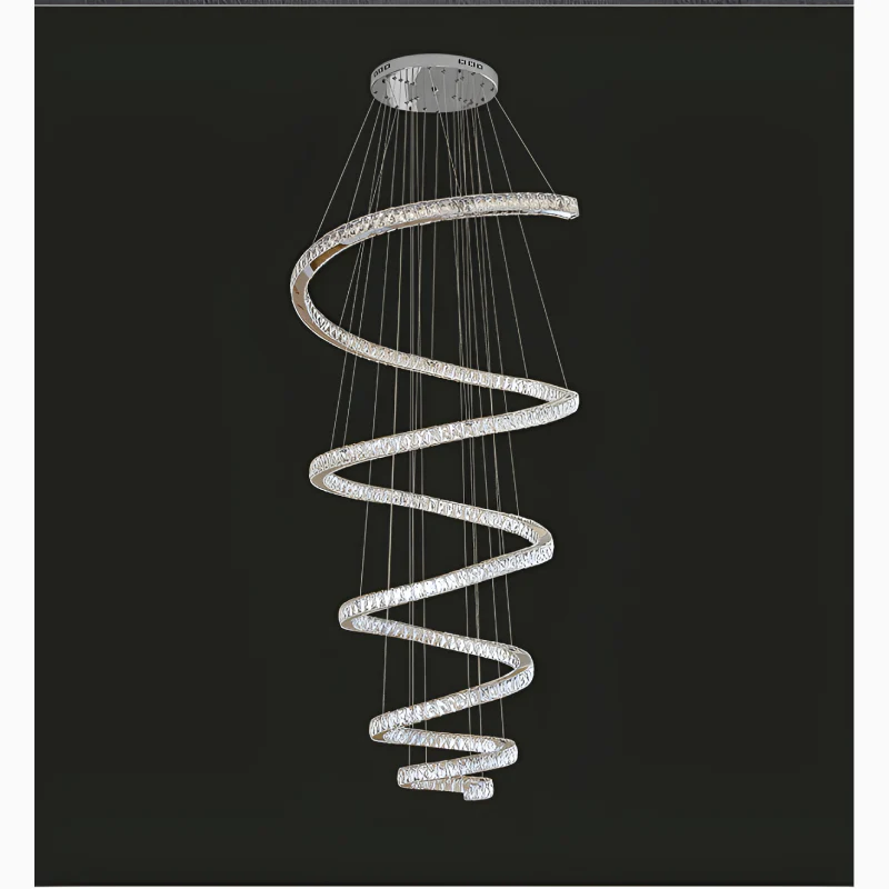La Penne | Long Spiral Hanging Crystal Golden Chandelier Dia100