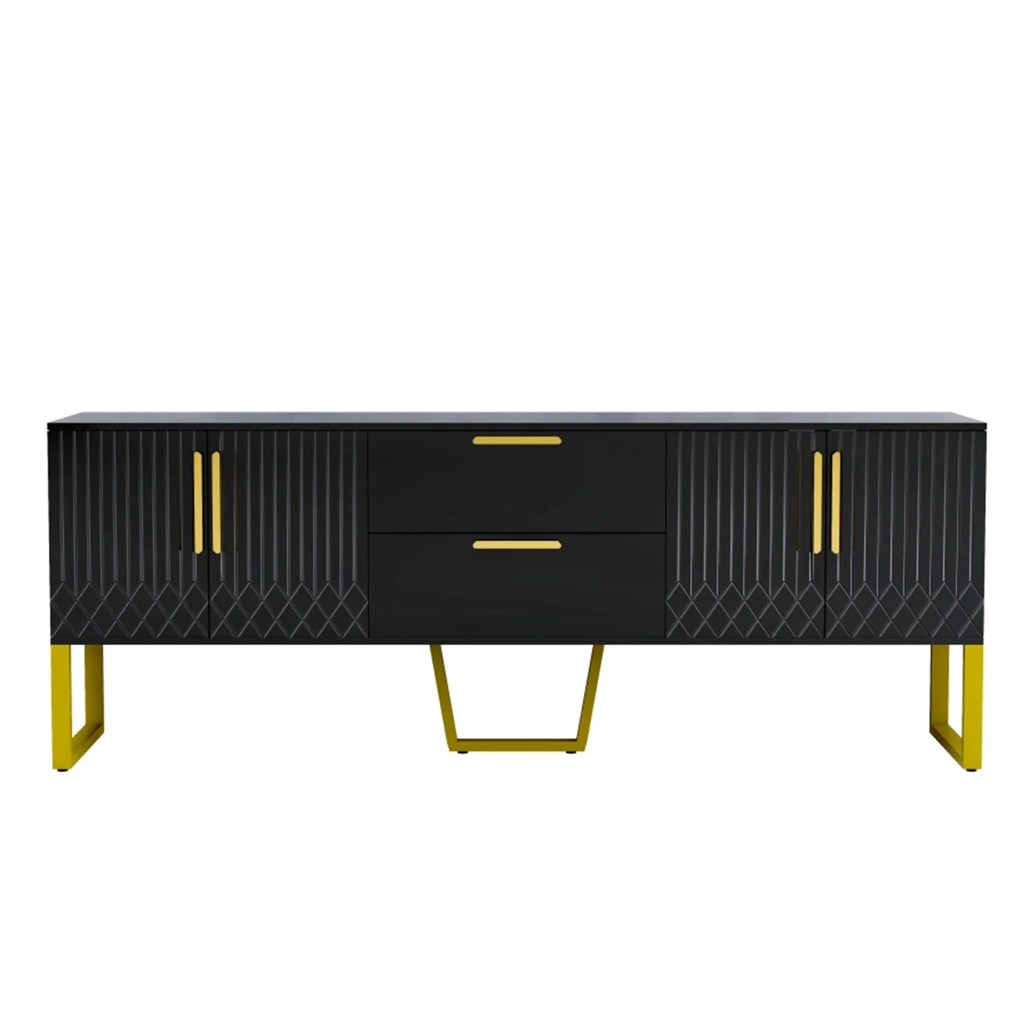 Vah | Elegant Black/White TV Stand with Metal Frame