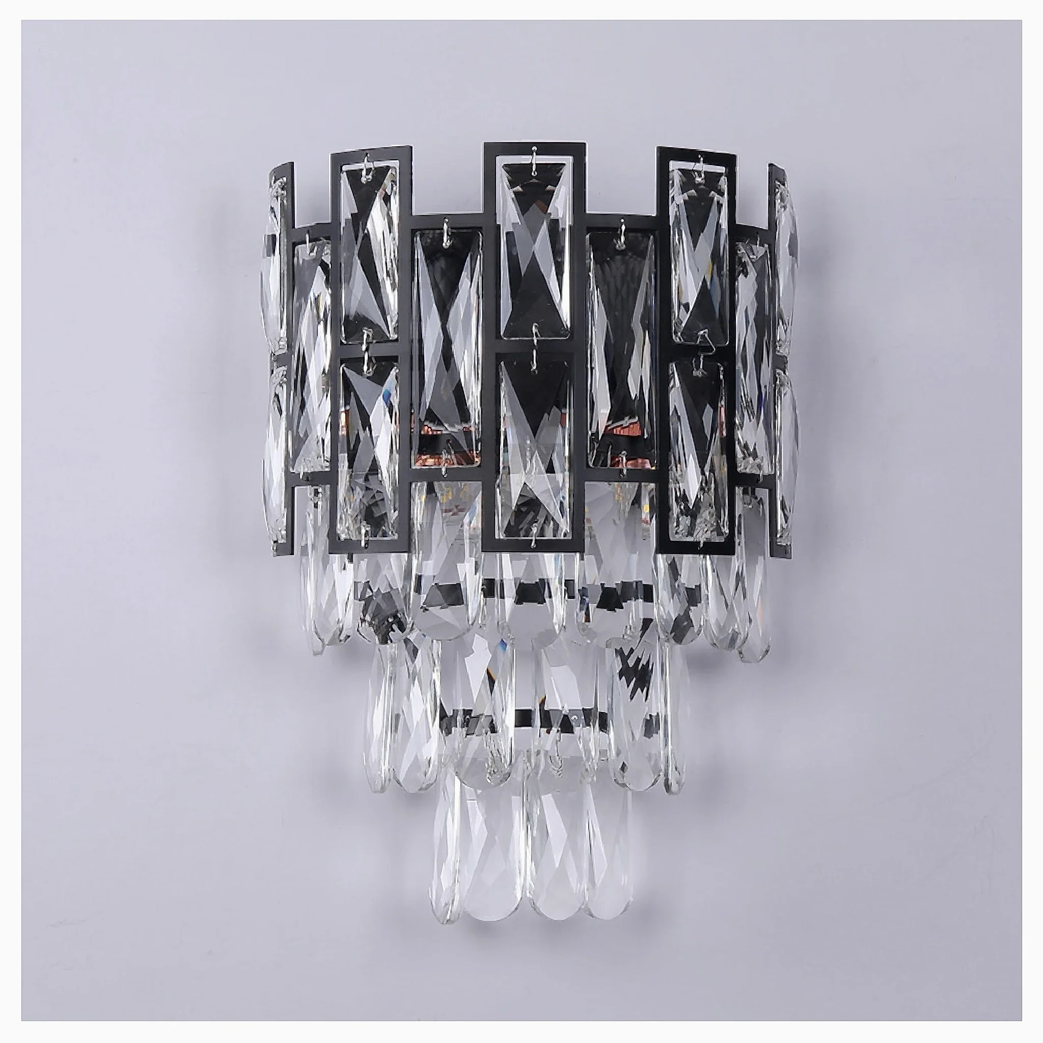 Elegant Wall Sconce With Black Crystals