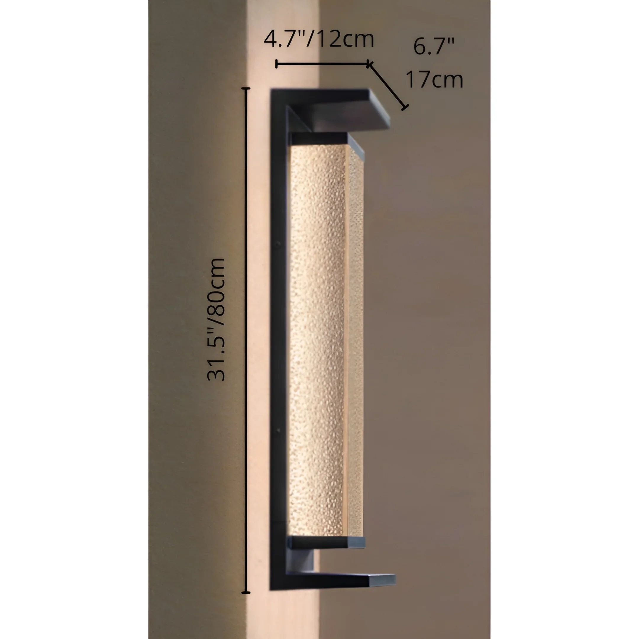 Modern Outdoor Wall Light with Textured Glass for Home Exterior