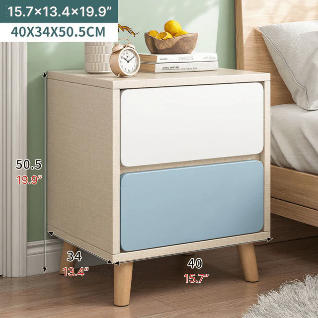 Nordic Wooden Bedside Table Of Drawers For Bedroom