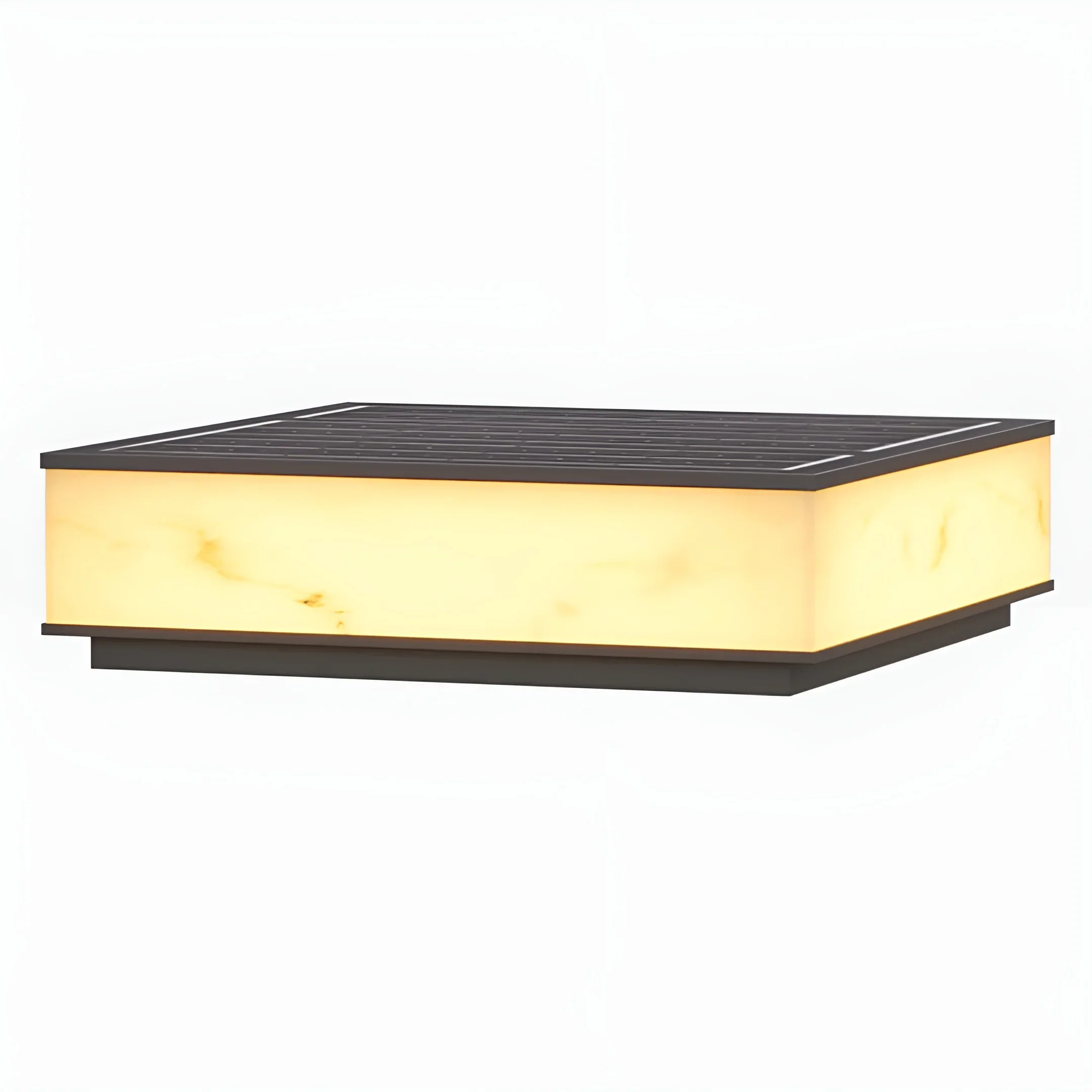 Marble-Finish Outdoor Solar Pillar Light for Garden & Villa