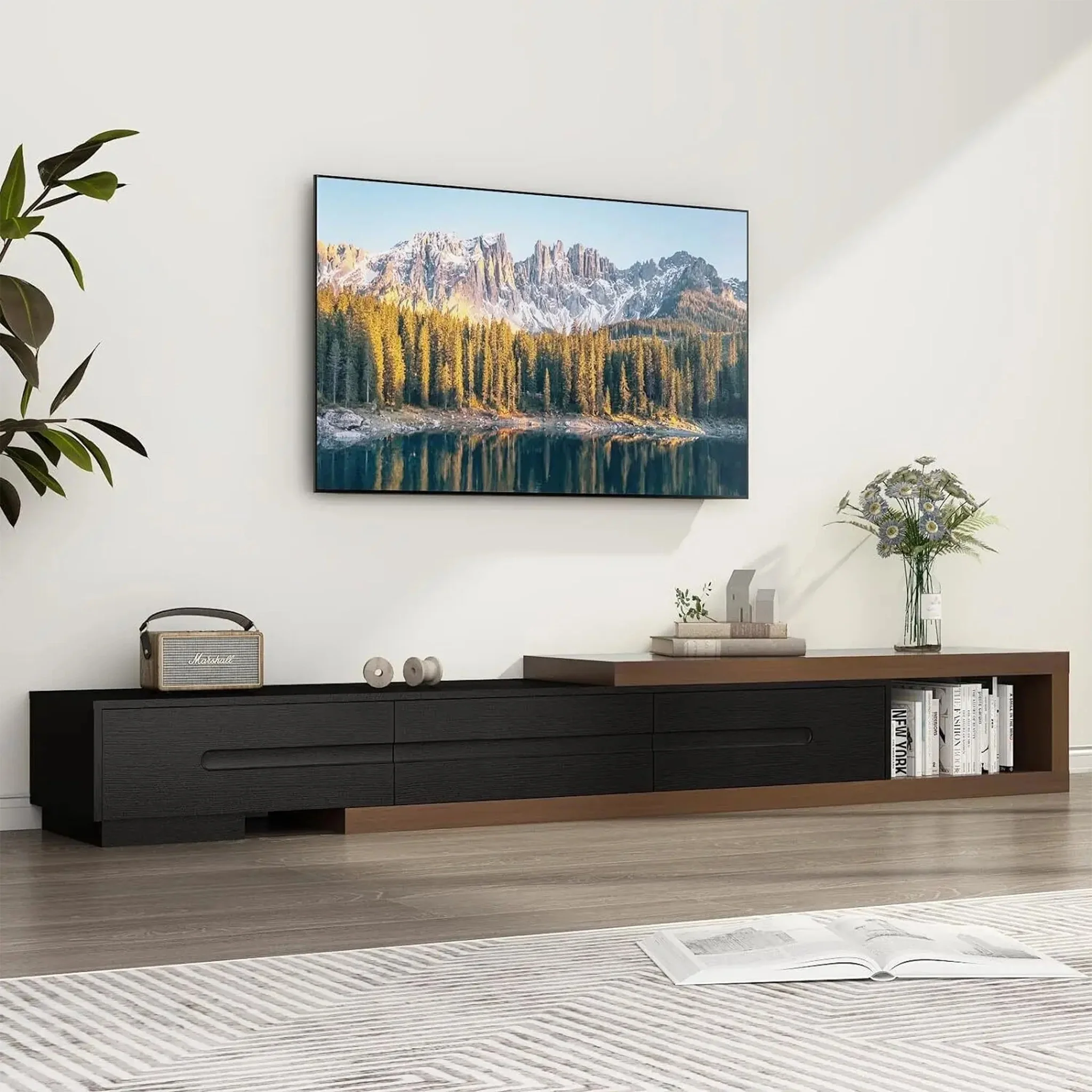 Neckar | Modern Wooden TV Stand with Adjustable Length