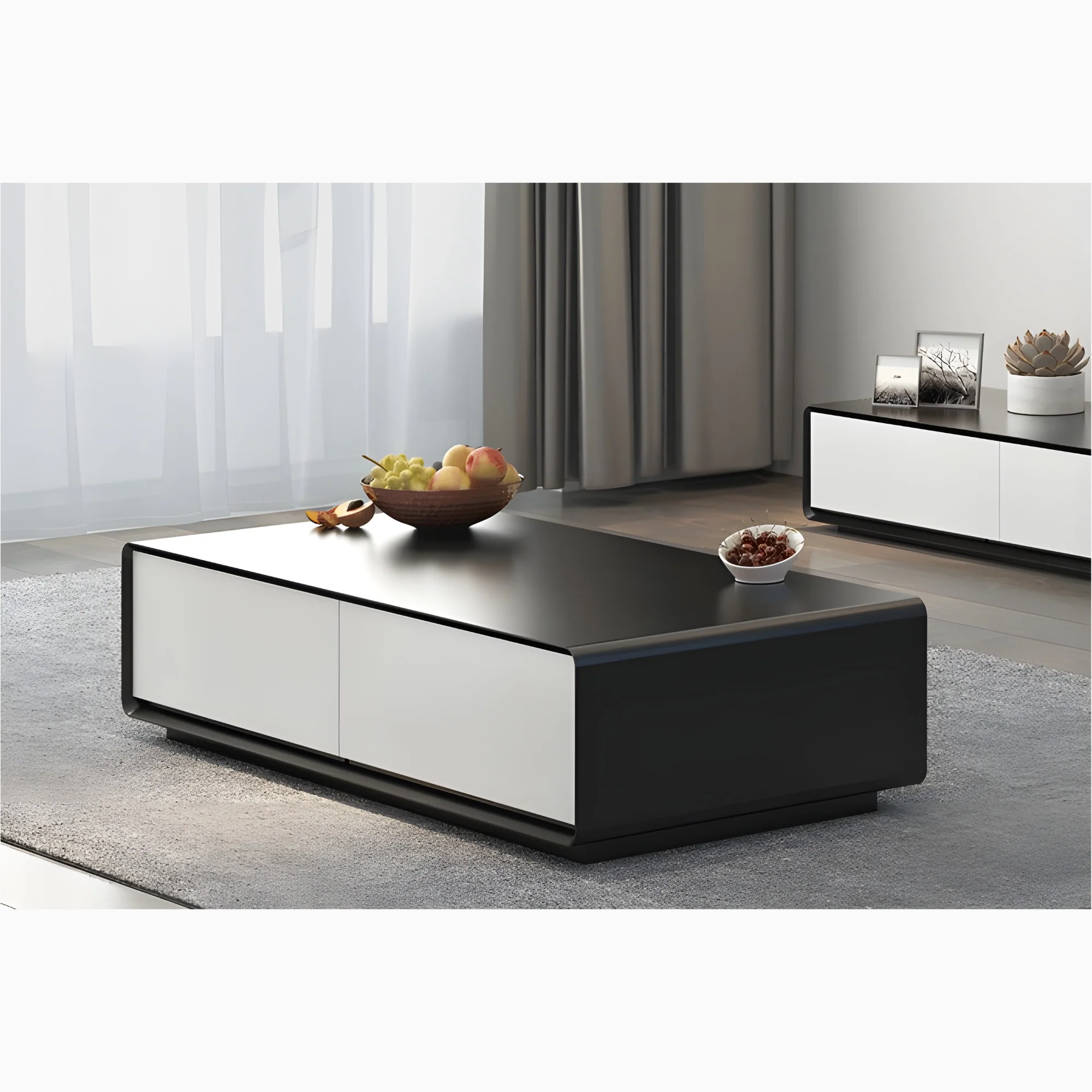 Modern Rectangular Wood Coffee Table with Storage