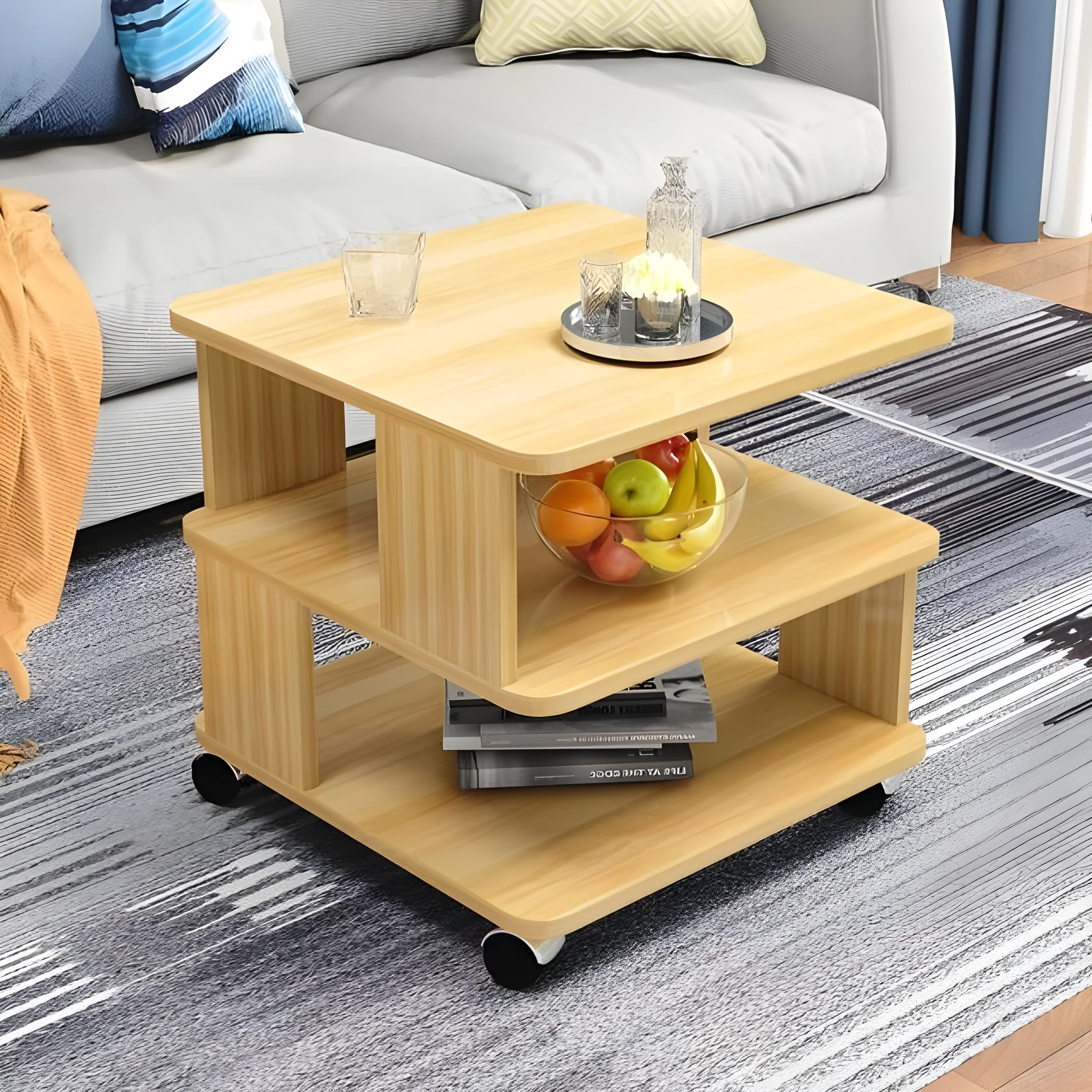 Modern Simplicity Coffee Table Made of Solid Wood with Multifunctional Storage