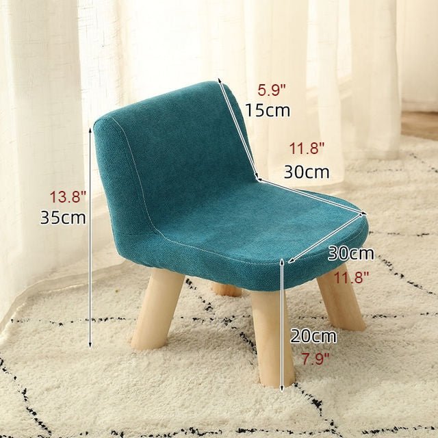 Rectangle Low Stool For Living Room Made of Solid Wood Cotton And Linen