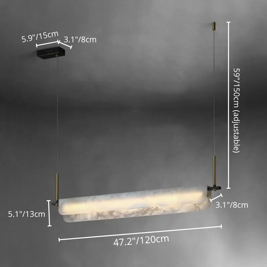 Almeria Marble & Brass Linear Pendant Light For Dining Room