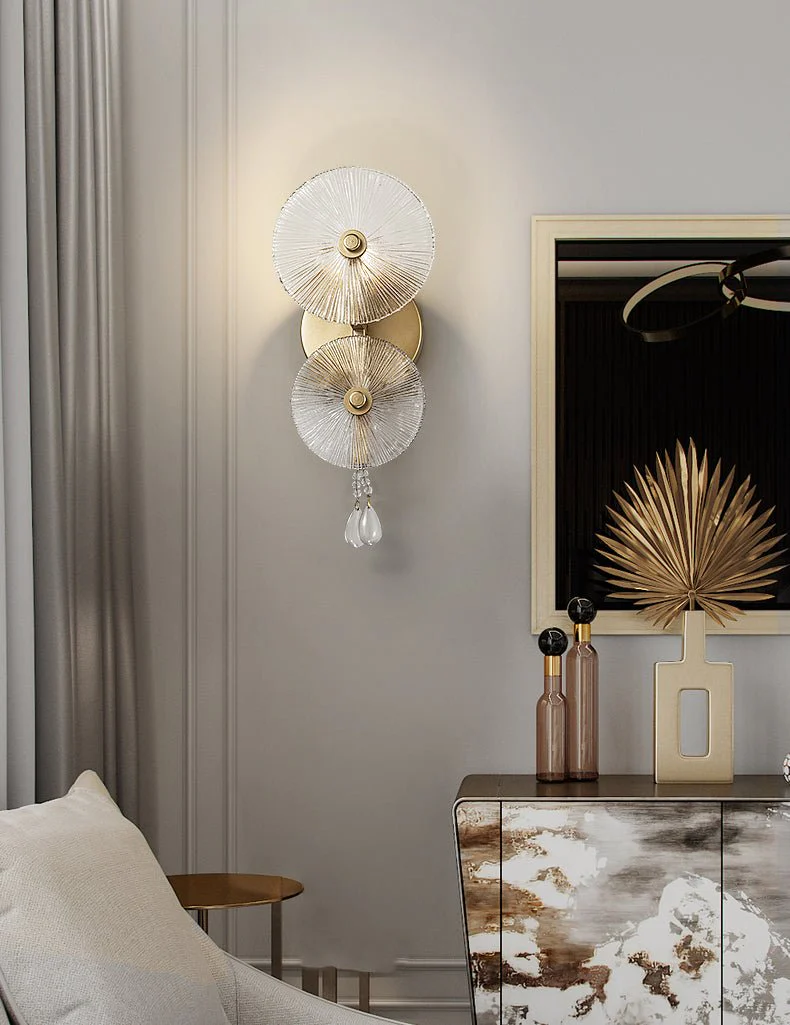 Modern Crystal Wall Lamp Circle Shaped for Living Room, Bedroom