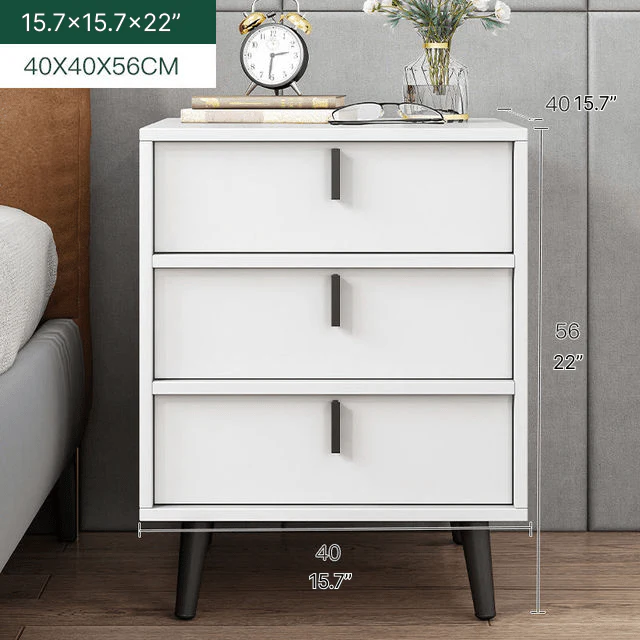 Modern Wooden Bedside Table with 3 Drawers