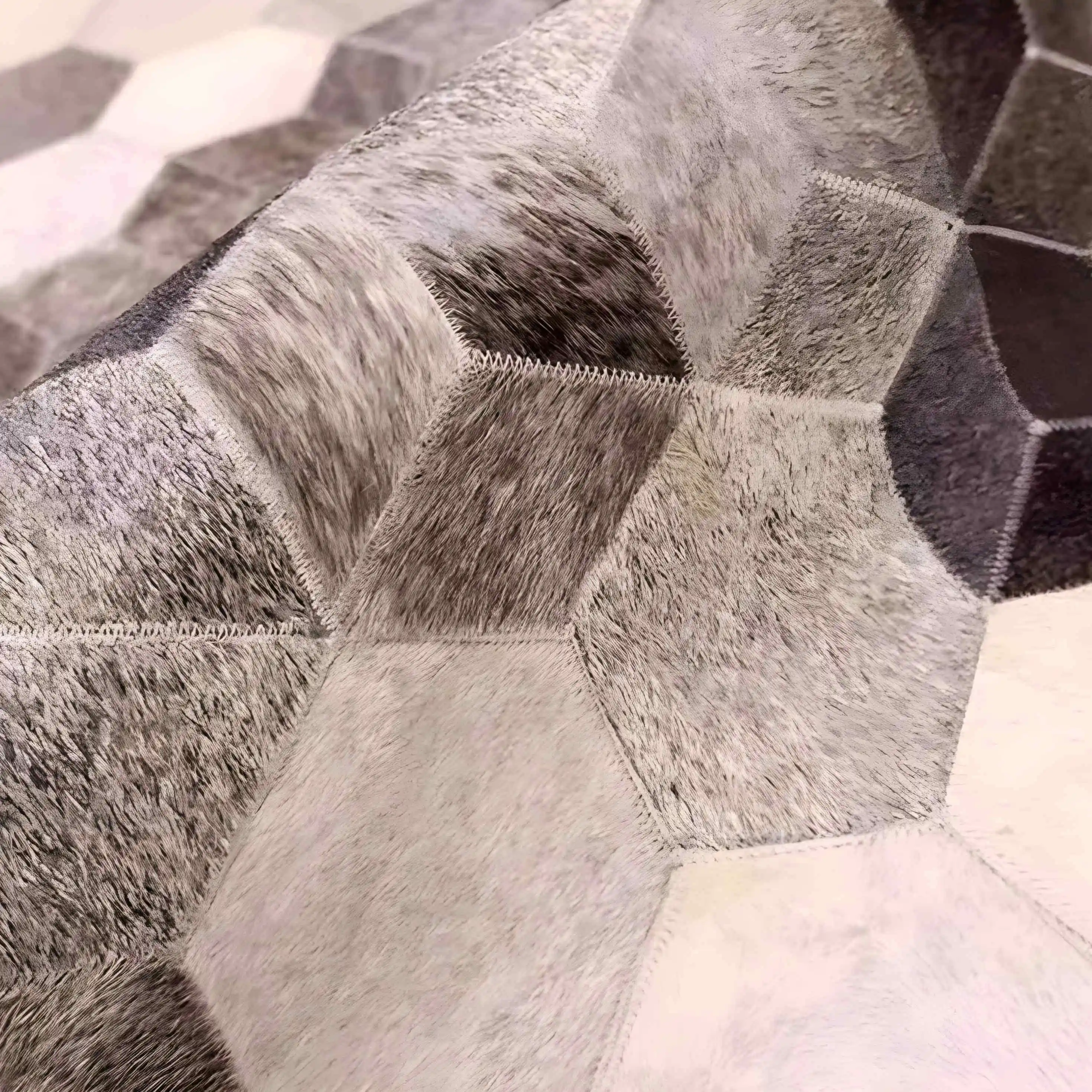 Creative Rectangular Cowhide Carpet with Hexagon Design