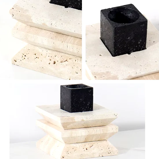 Natural Modern Travertine Stone Candle Holder
