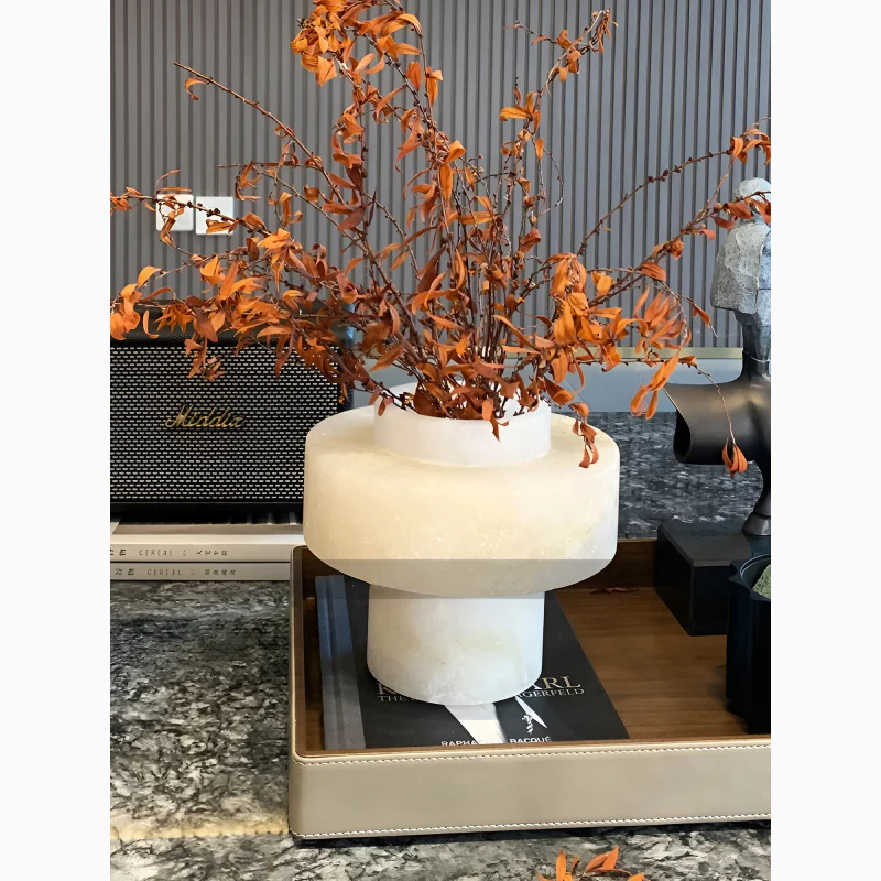Modern Scandinavian Natural White Marble Vase