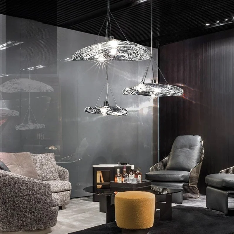 Adelboden | Silver Glass Chandelier For Dining Room