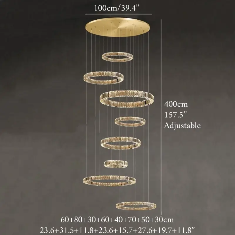 Agrate Conturbia | Stunning Cascading Crystal Rings Pendant Chandelier