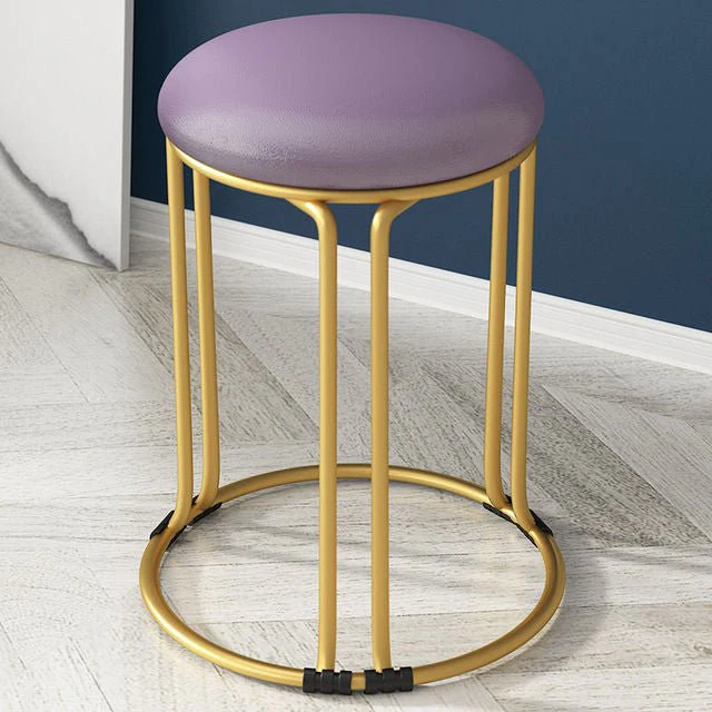 Nordic Suede and Leather Stacked Dining Round Stool