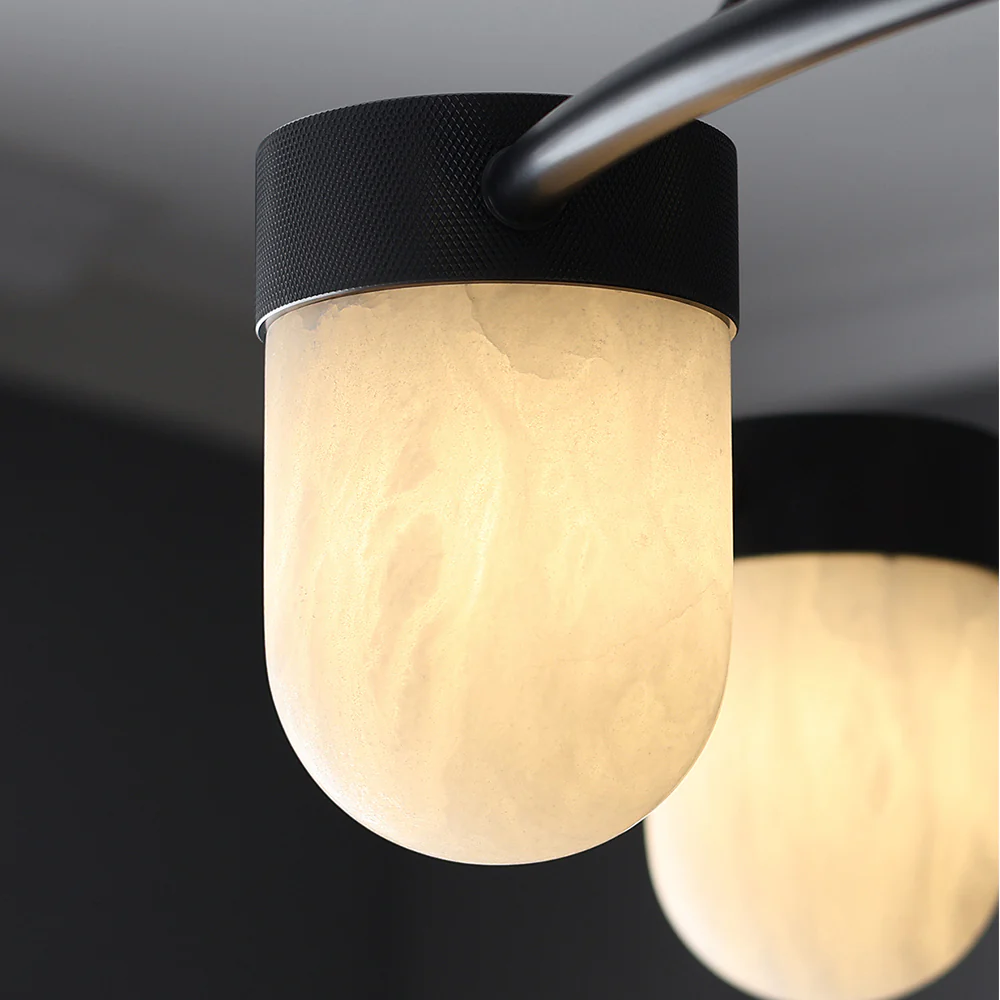 Art Deco Style Circle Chandelier with Alabaster Light